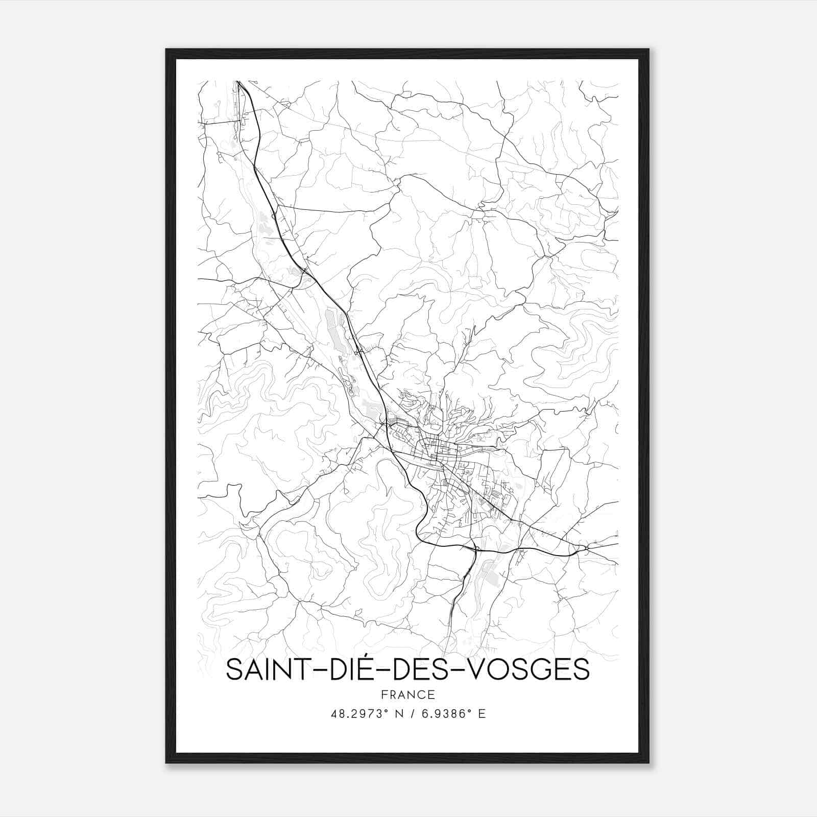 Saint-Die-des-Vosges France Map Poster, Modern Home Decor Wall Art Print