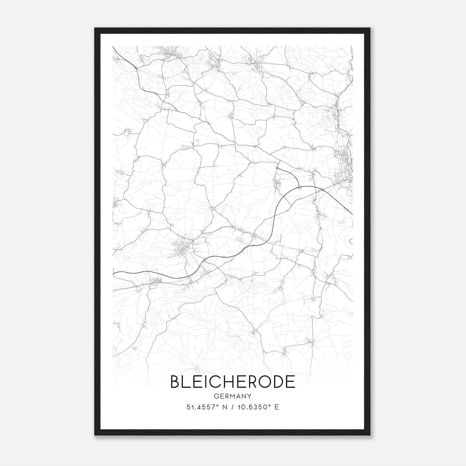 Bleicherode Germany Map Poster, Modern Home Decor Wall Art Print