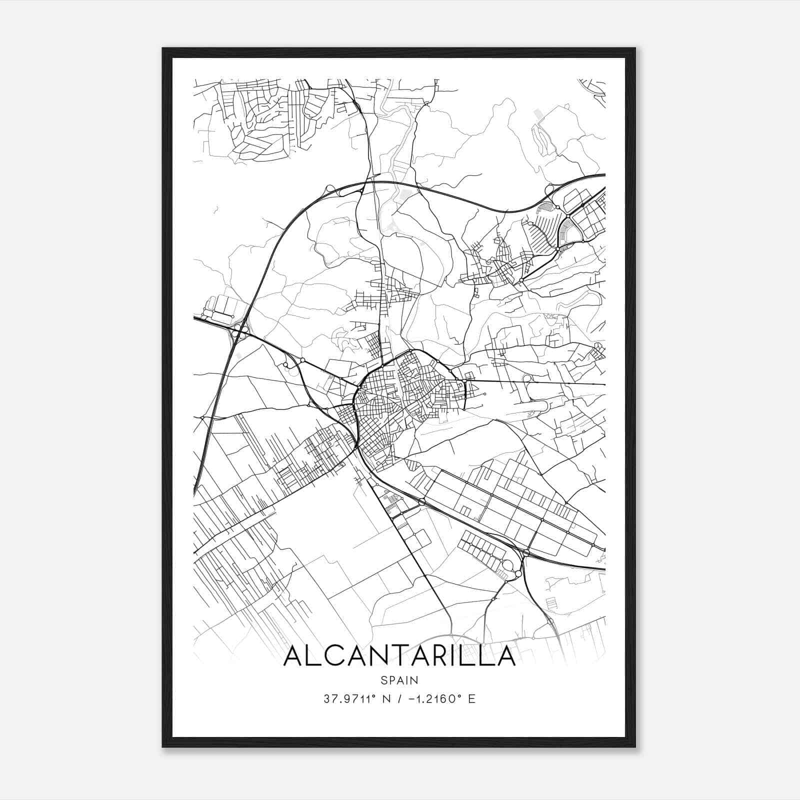 Alcantarilla Spain Map Poster, Modern Home Decor Wall Art Print