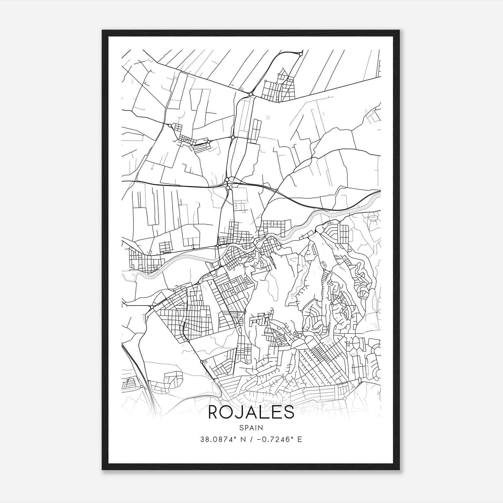 Rojales Spain Map Poster, Modern Home Decor Wall Art Print