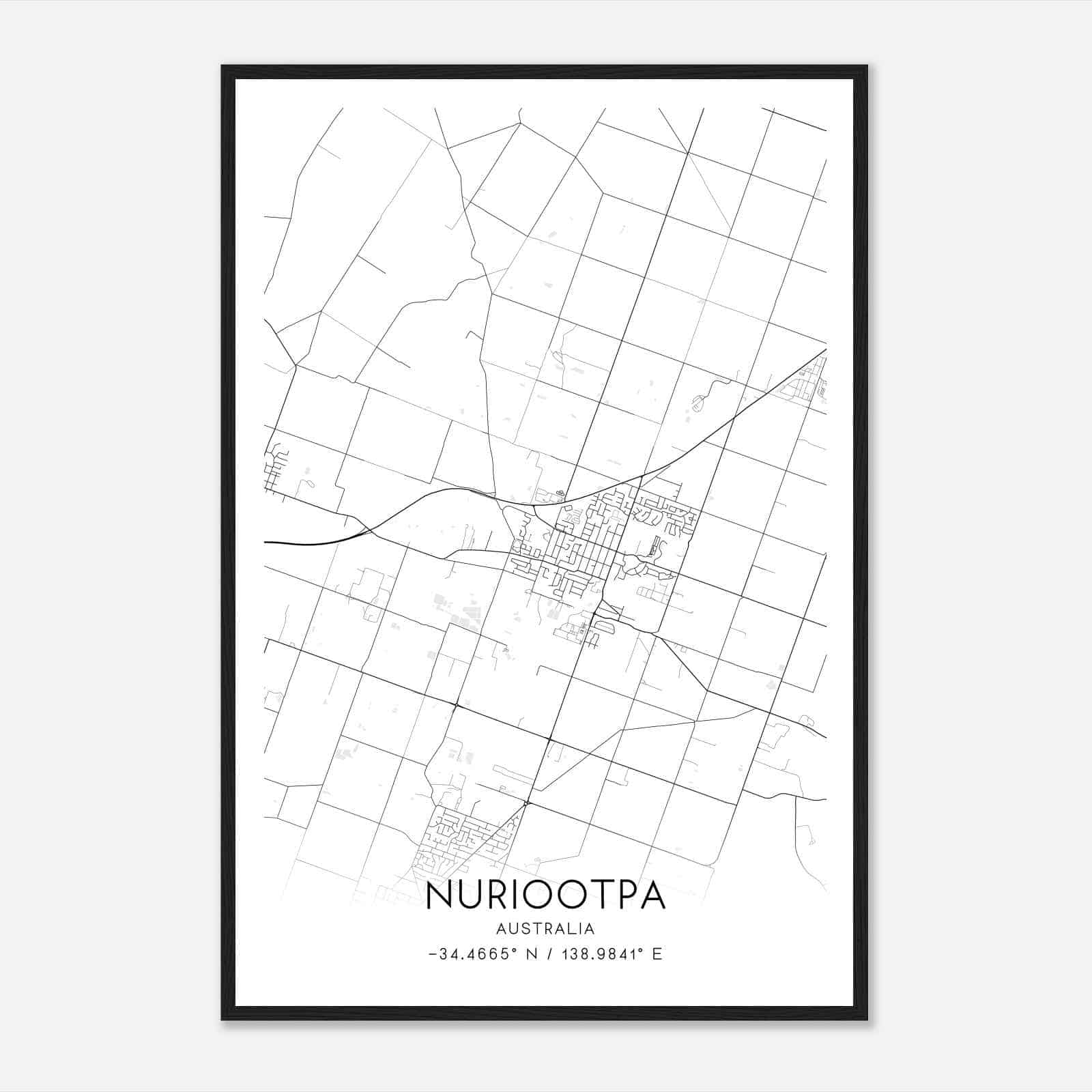 Nuriootpa Australia Map Poster, Modern Home Decor Wall Art Print
