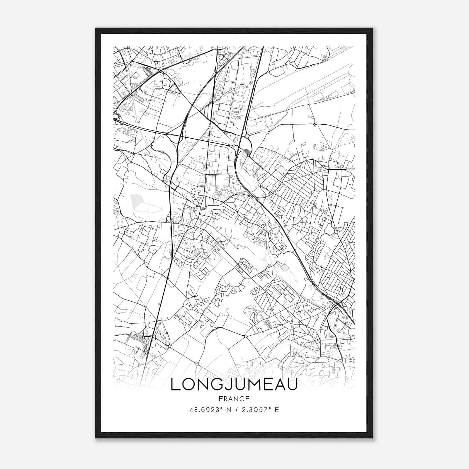 Longjumeau France Map Poster, Modern Home Decor Wall Art Print