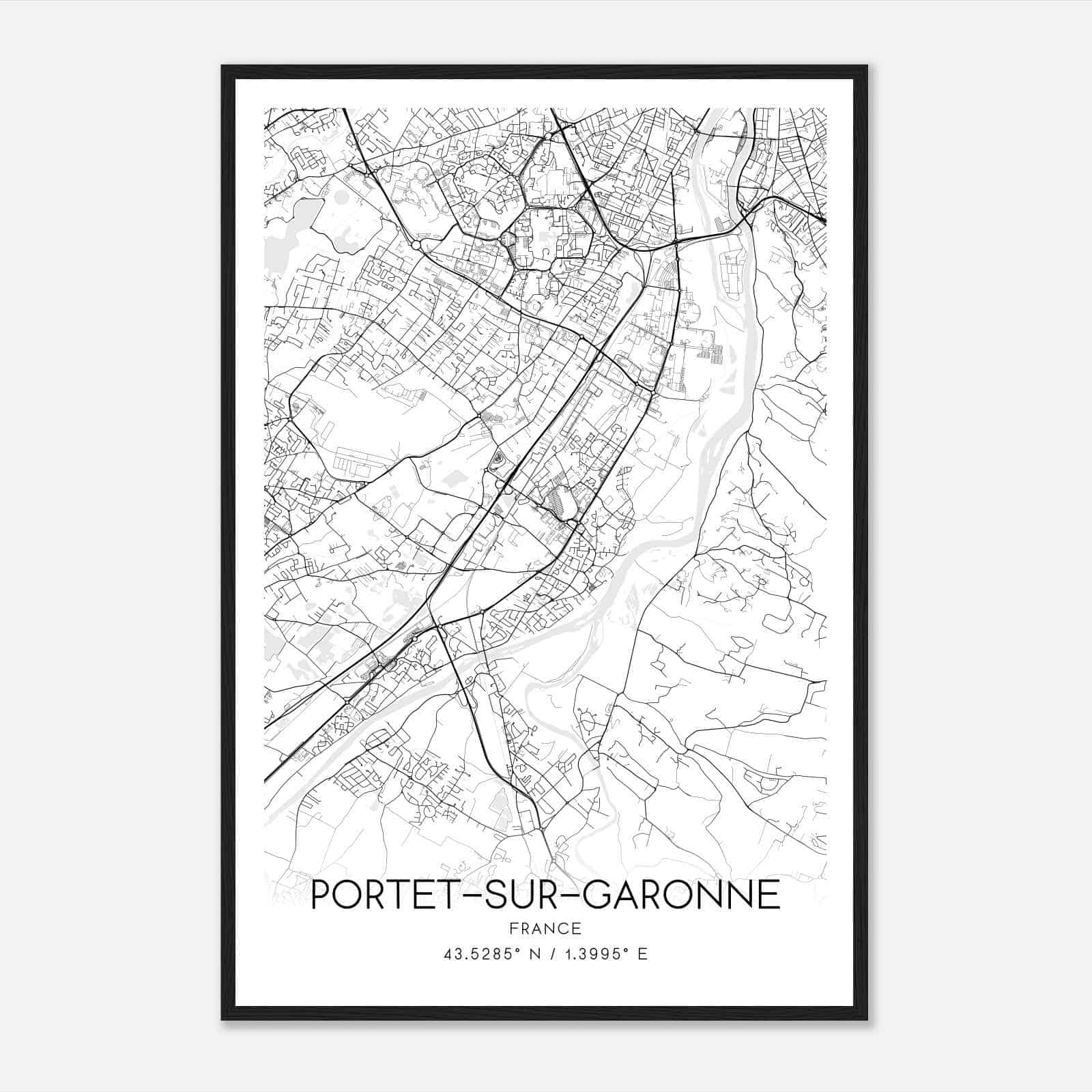 Portet-sur-Garonne France Map Poster, Modern Home Decor Wall Art Print