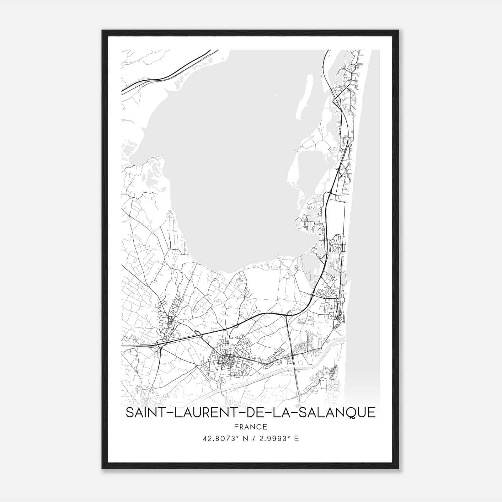 Saint-Laurent-de-la-Salanque France Map Poster, Modern Home Decor Wall Art Print