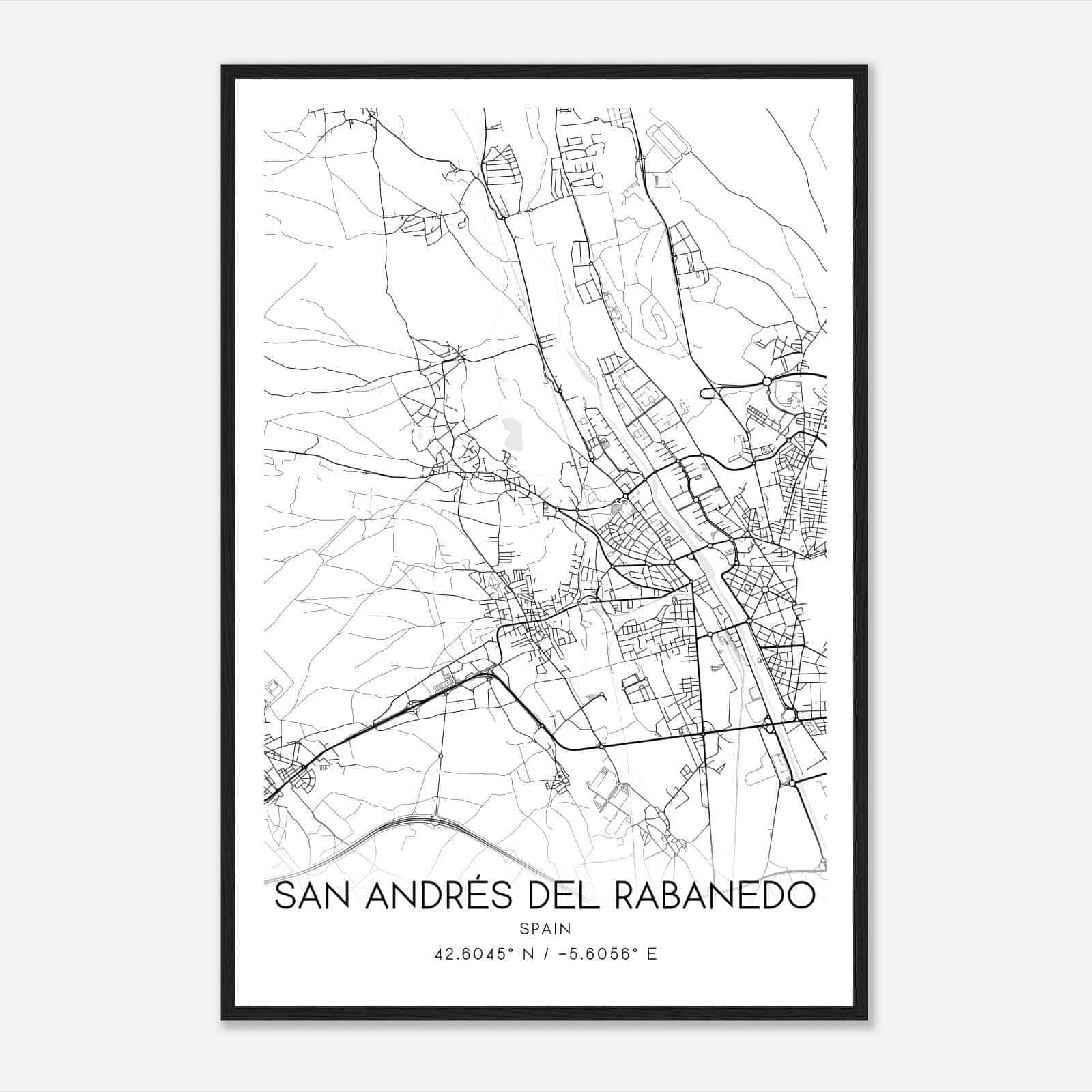 San Andres del Rabanedo Spain Map Poster, Modern Home Decor Wall Art Print