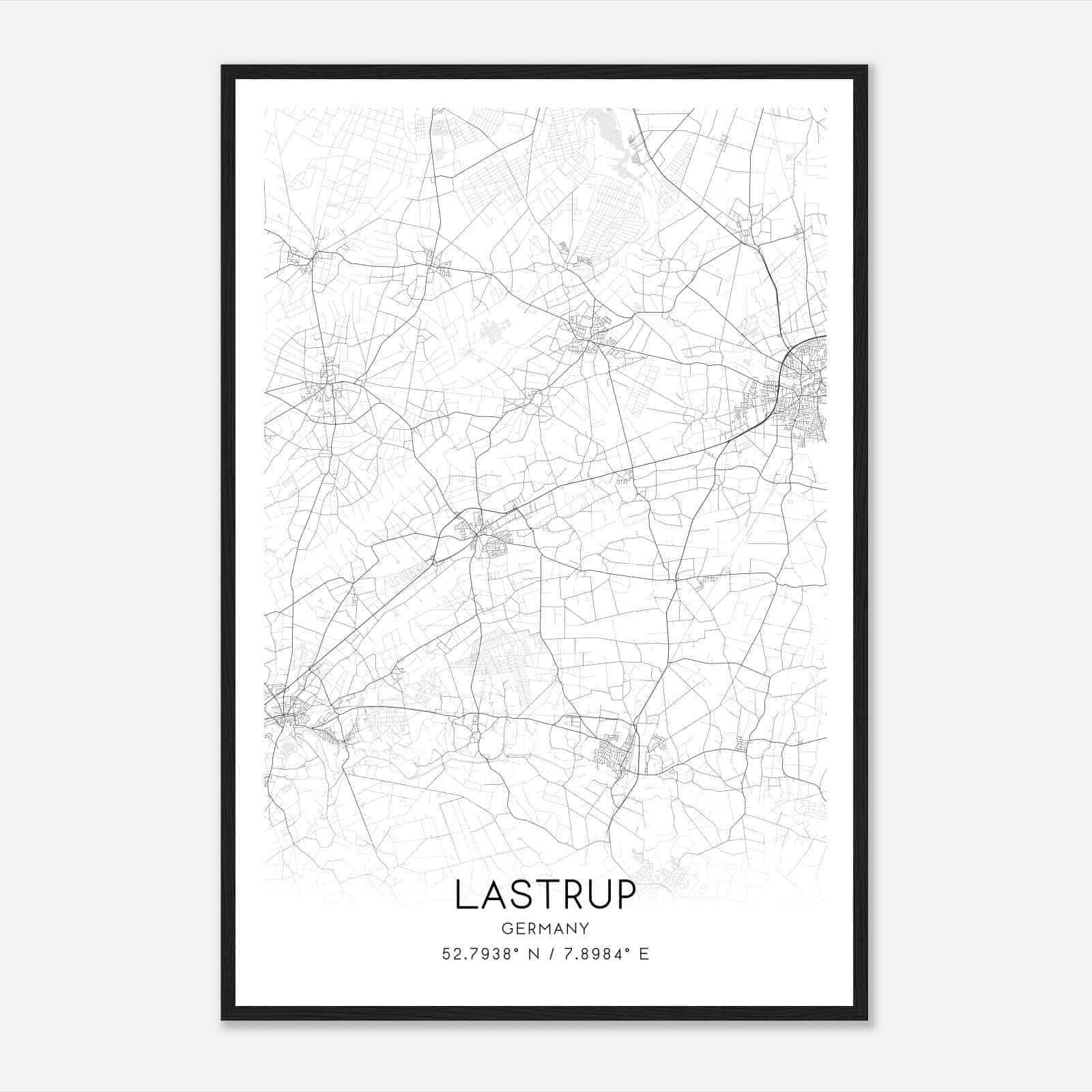 Lastrup Germany Map Poster, Modern Home Decor Wall Art Print