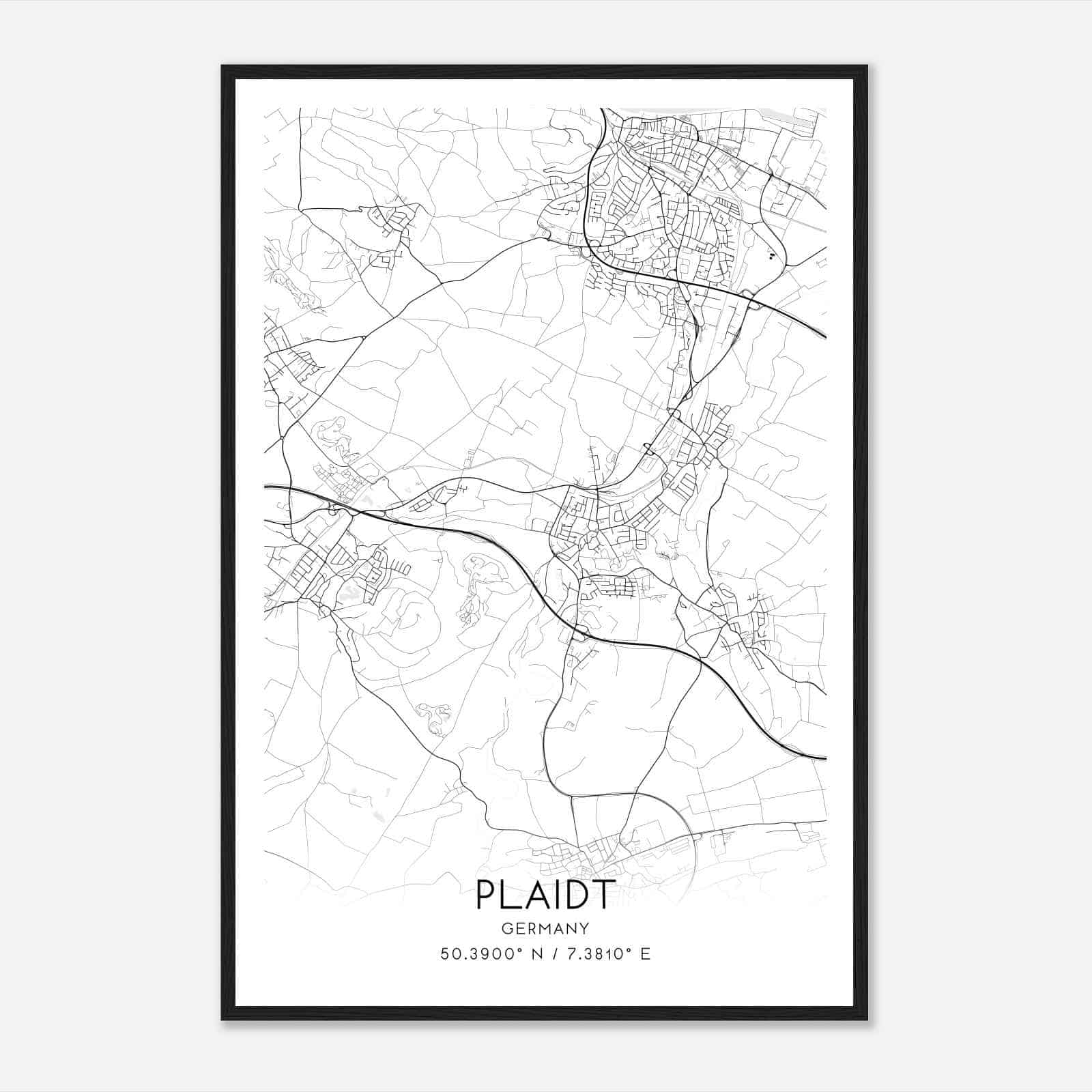 Plaidt Germany Map Poster, Modern Home Decor Wall Art Print