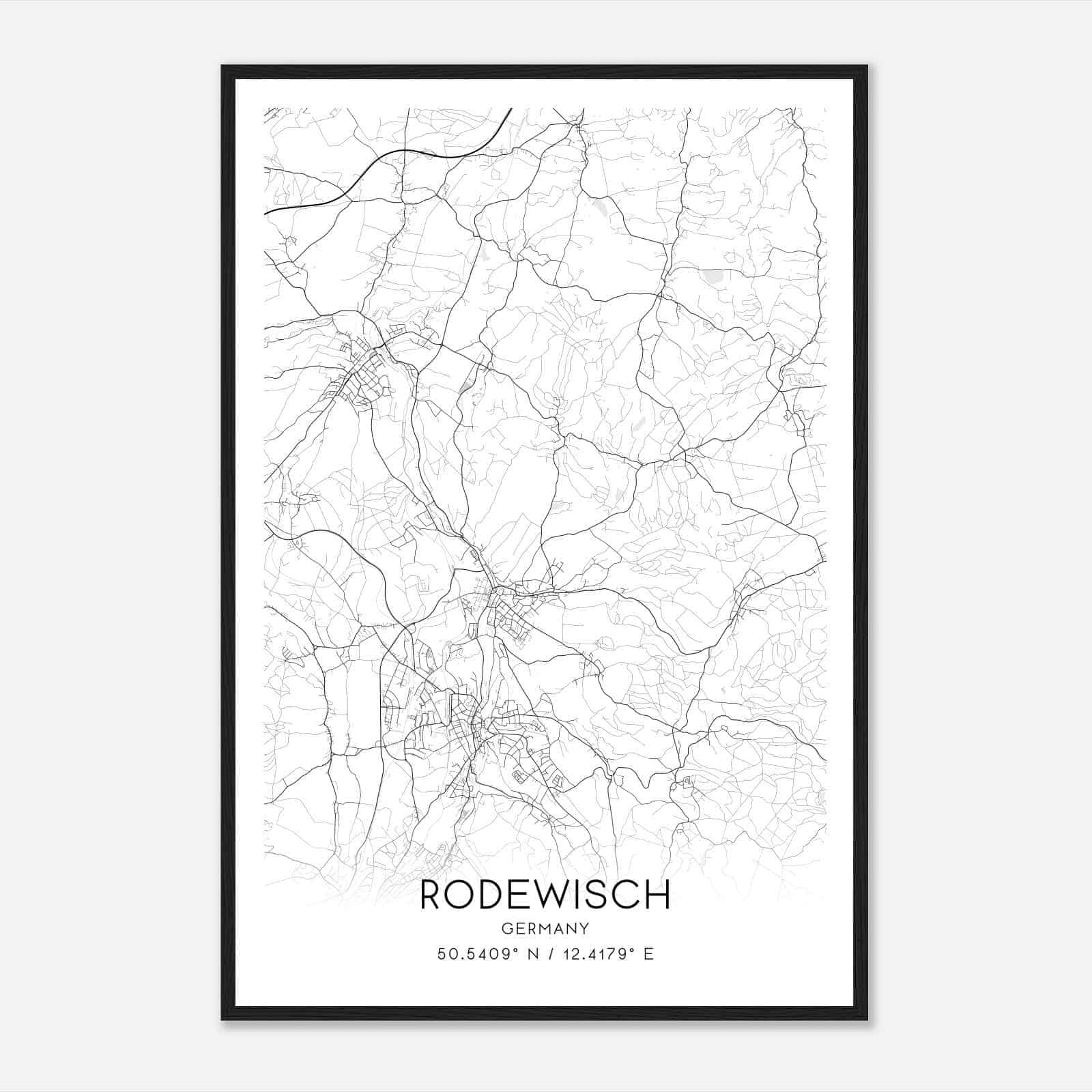 Rodewisch Germany Map Poster, Modern Home Decor Wall Art Print