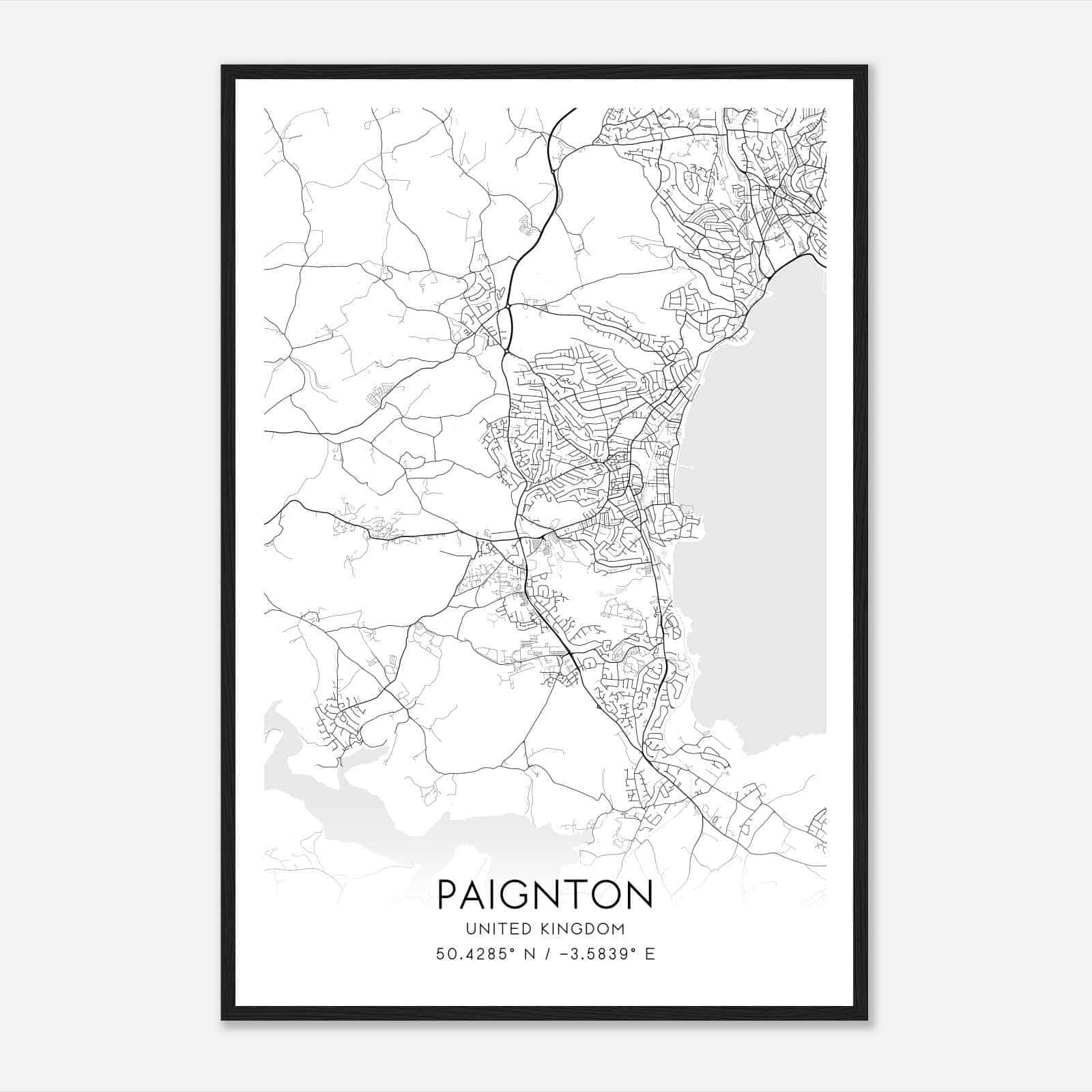 Paignton United Kingdom Map Poster, Modern Home Decor Wall Art Print