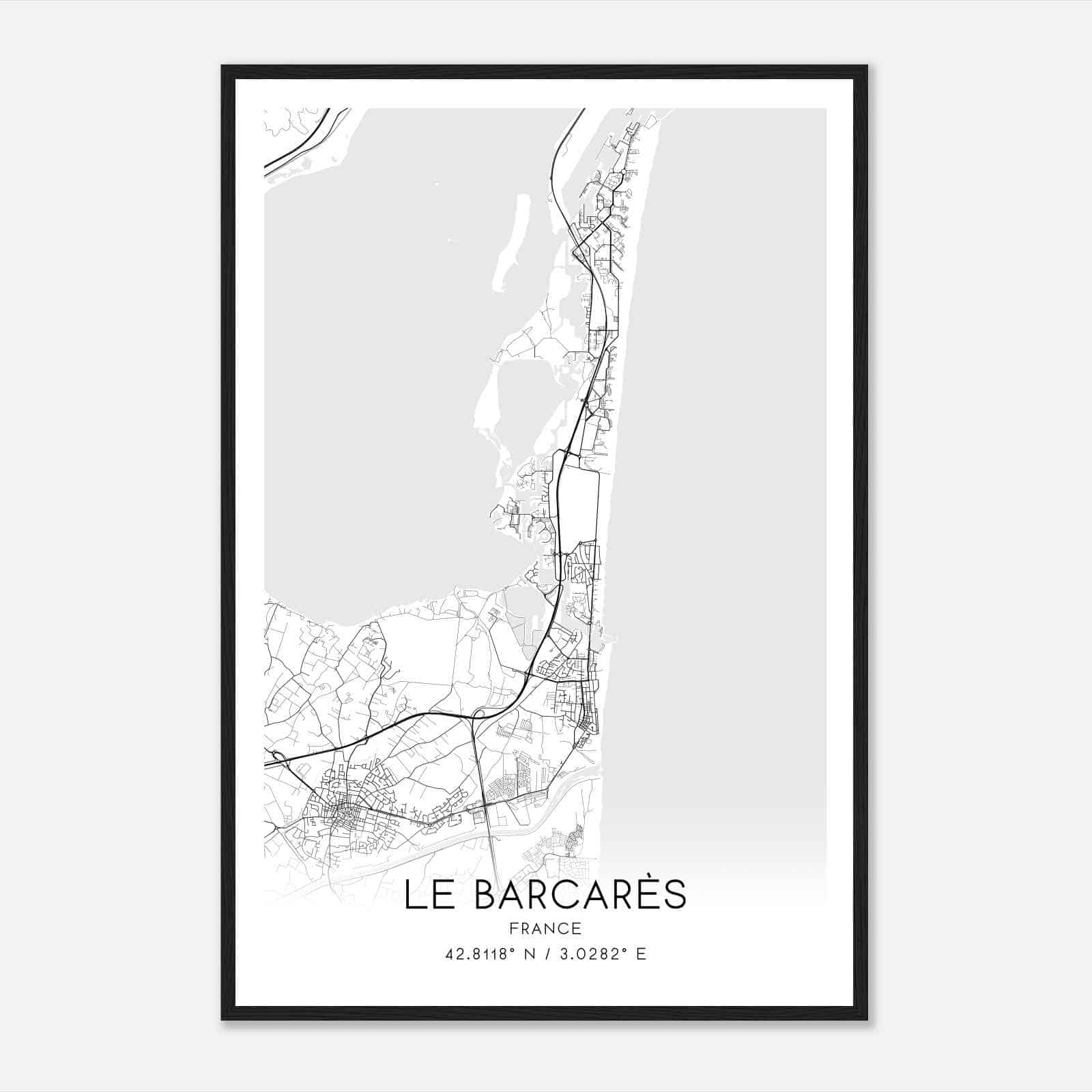 Le Barcares France Map Poster, Modern Home Decor Wall Art Print