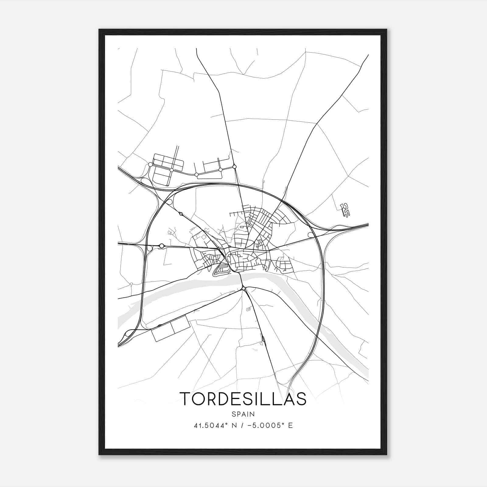 Tordesillas Spain Map Poster, Modern Home Decor Wall Art Print