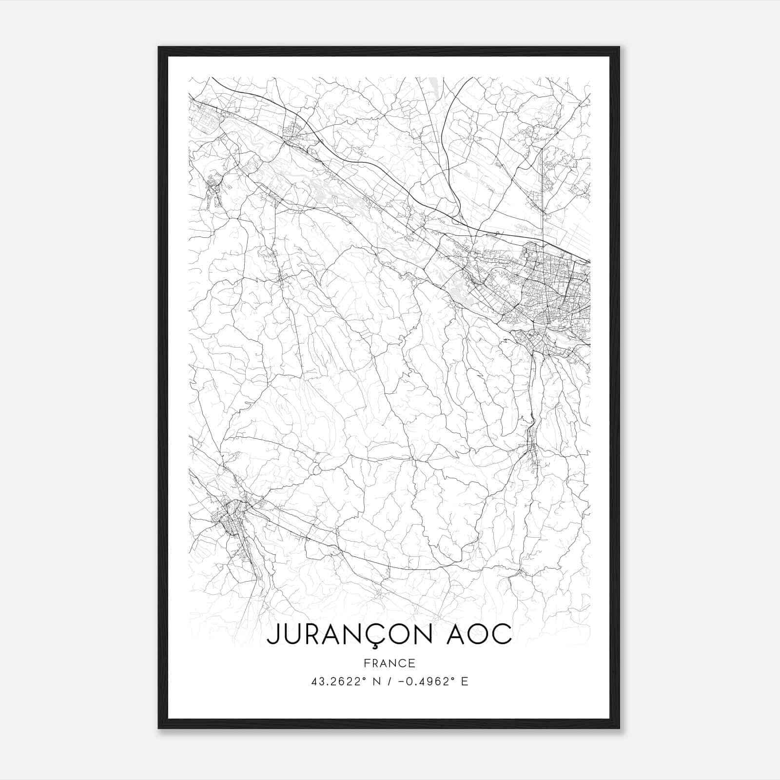 Jurancon France Map Poster, Modern Home Decor Wall Art Print