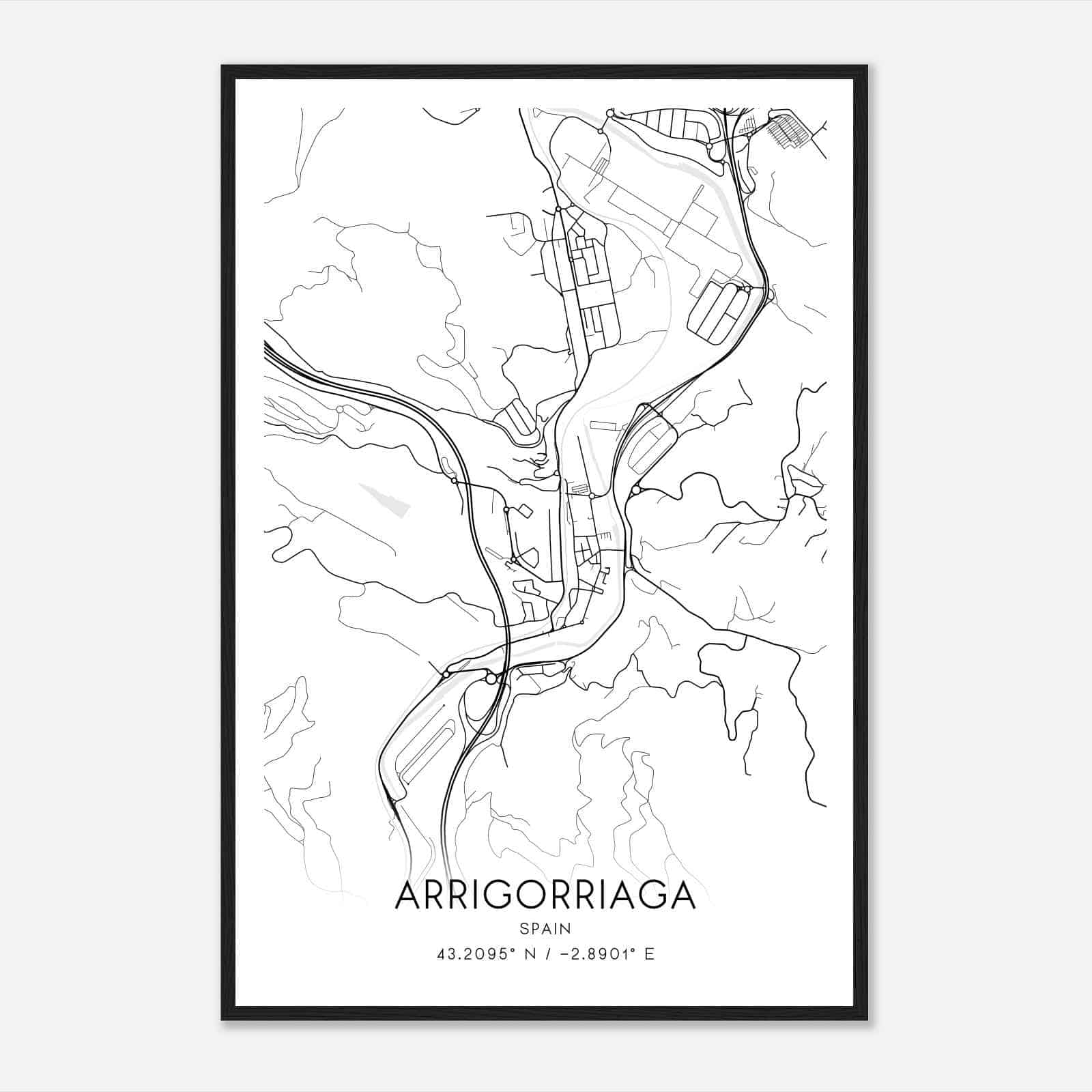 Arrigorriaga Spain Map Poster, Modern Home Decor Wall Art Print