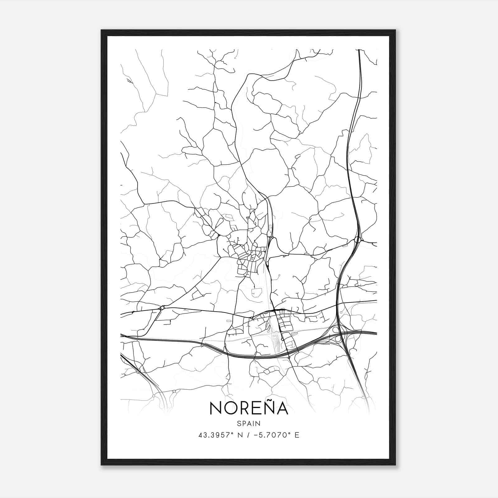 Norena Spain Map Poster, Modern Home Decor Wall Art Print