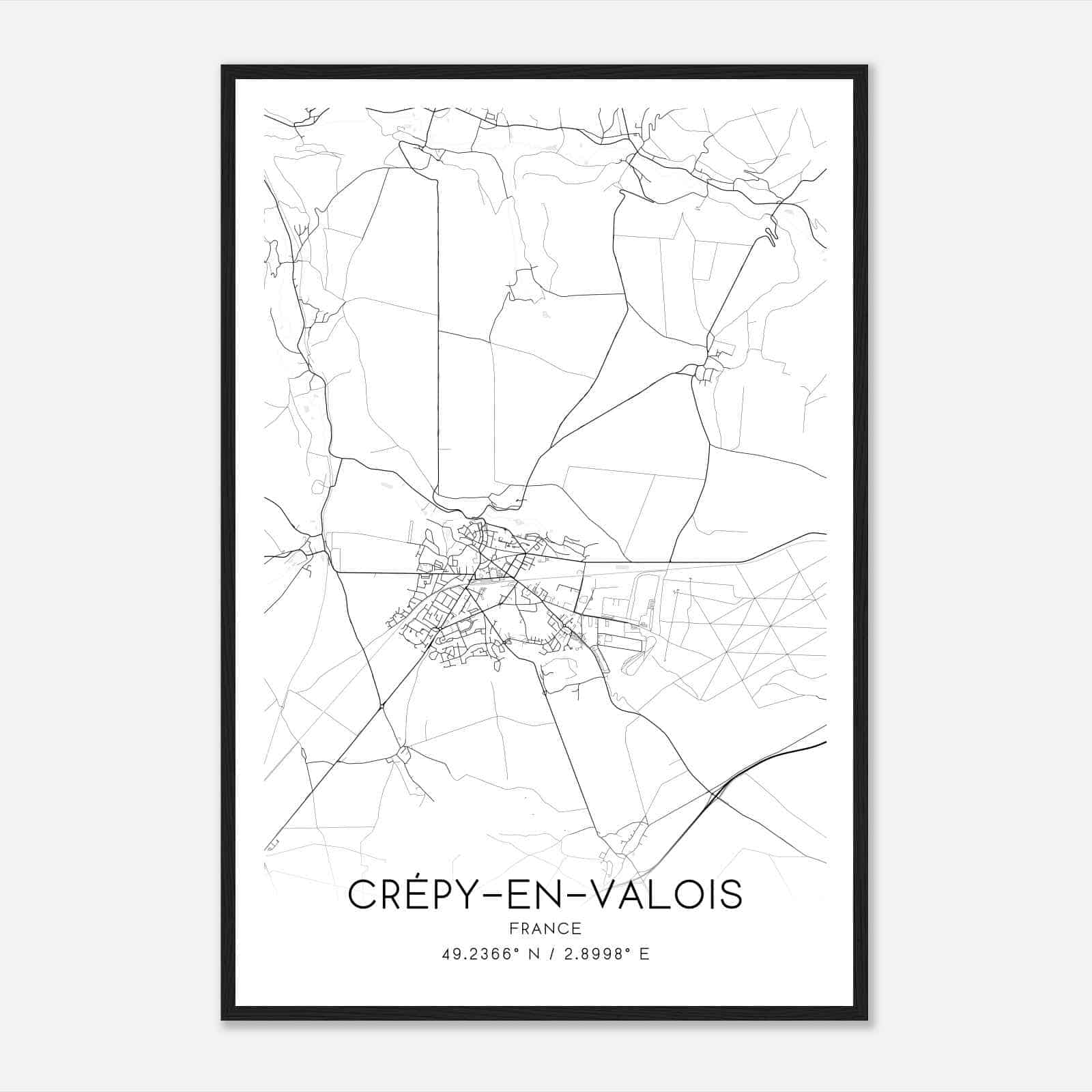 Crepy-en-Valois France Map Poster, Modern Home Decor Wall Art Print