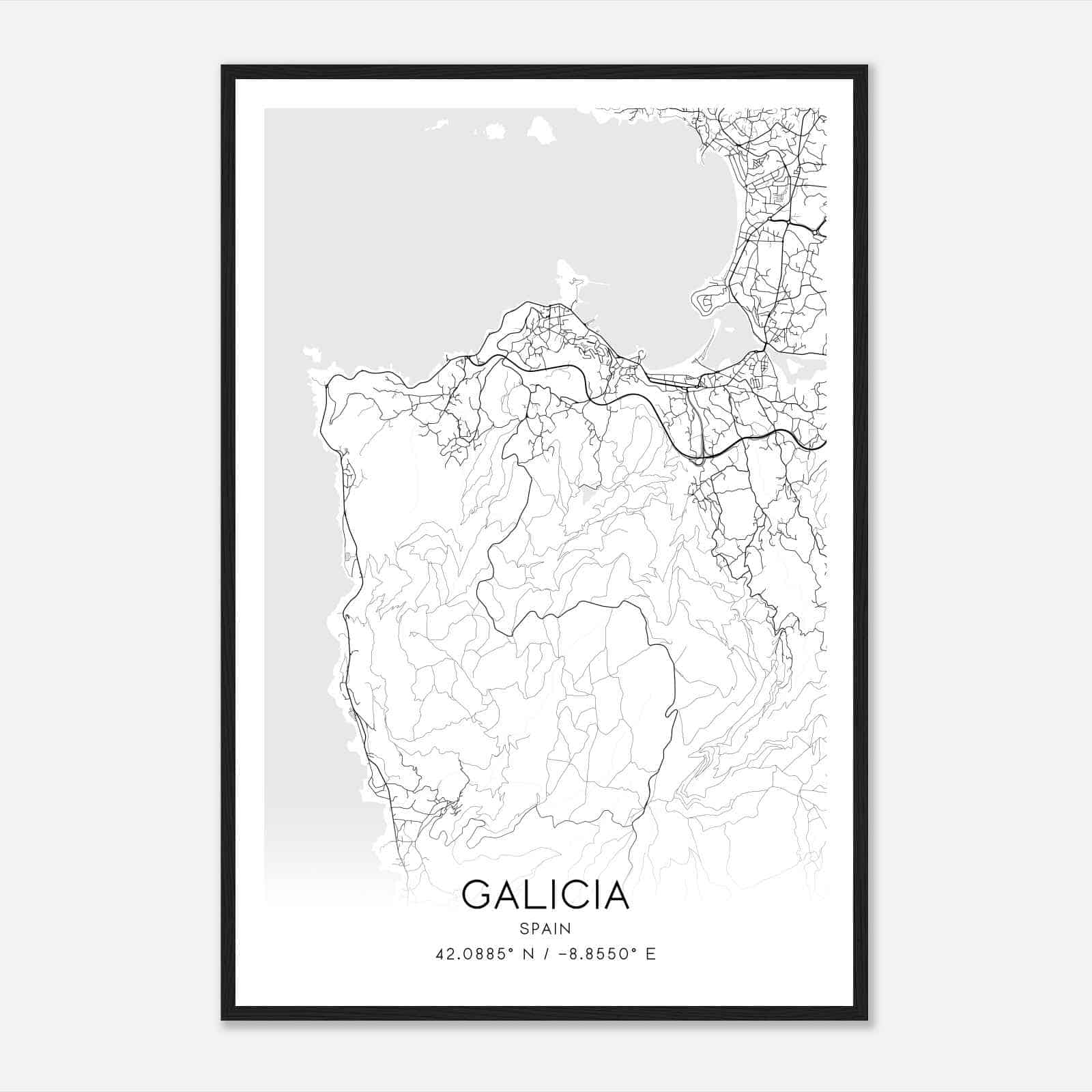 Bayona Spain Map Poster, Modern Home Decor Wall Art Print