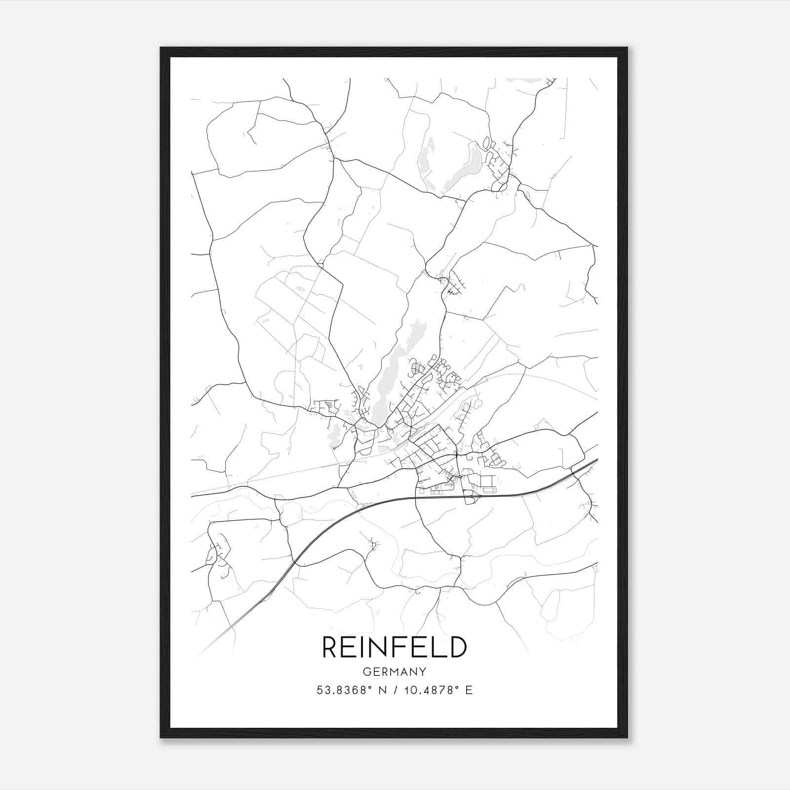 Reinfeld Germany Map Poster, Modern Home Decor Wall Art Print