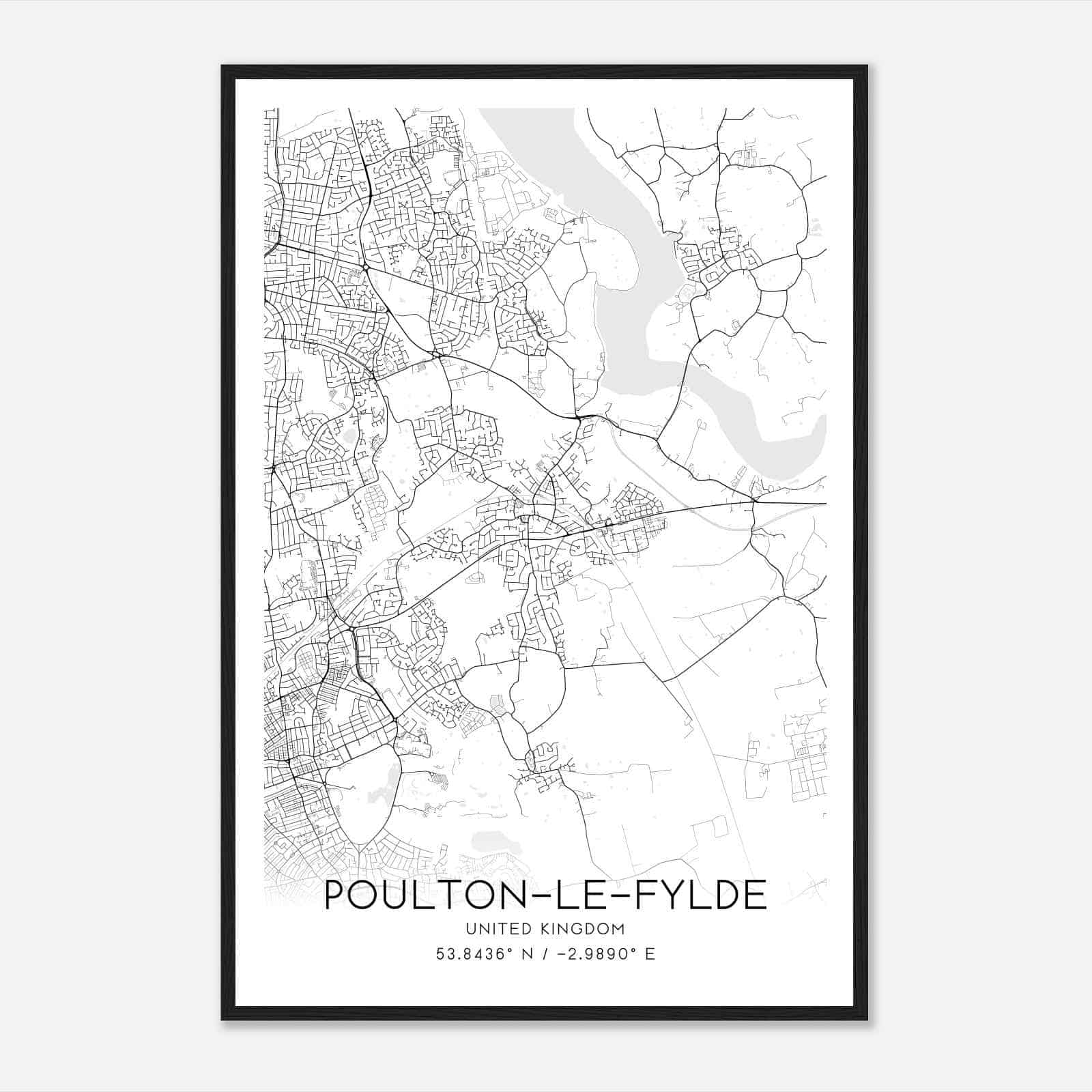 Poulton le Fylde United Kingdom Map Poster, Modern Home Decor Wall Art Print