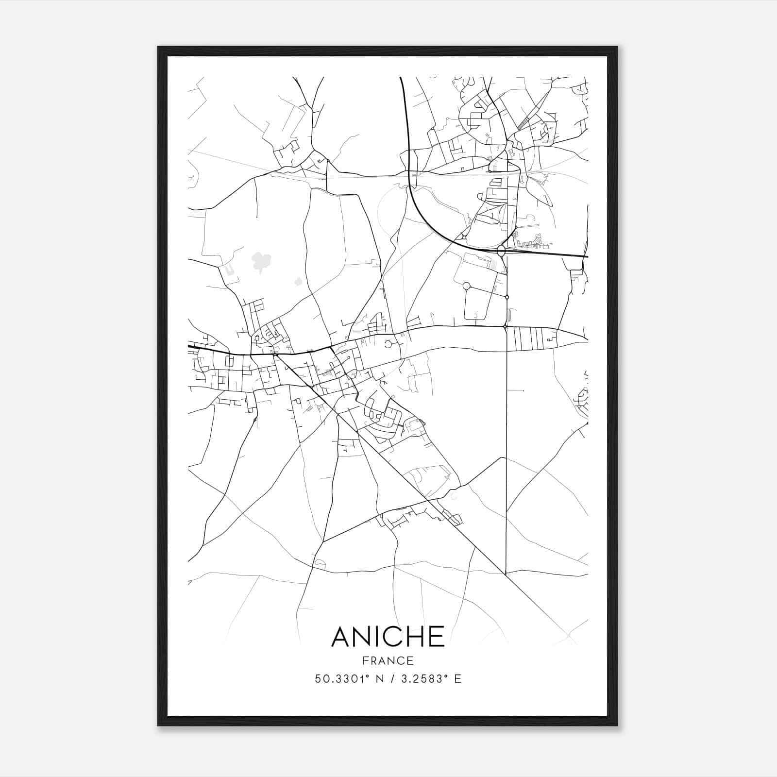 Aniche France Map Poster, Modern Home Decor Wall Art Print