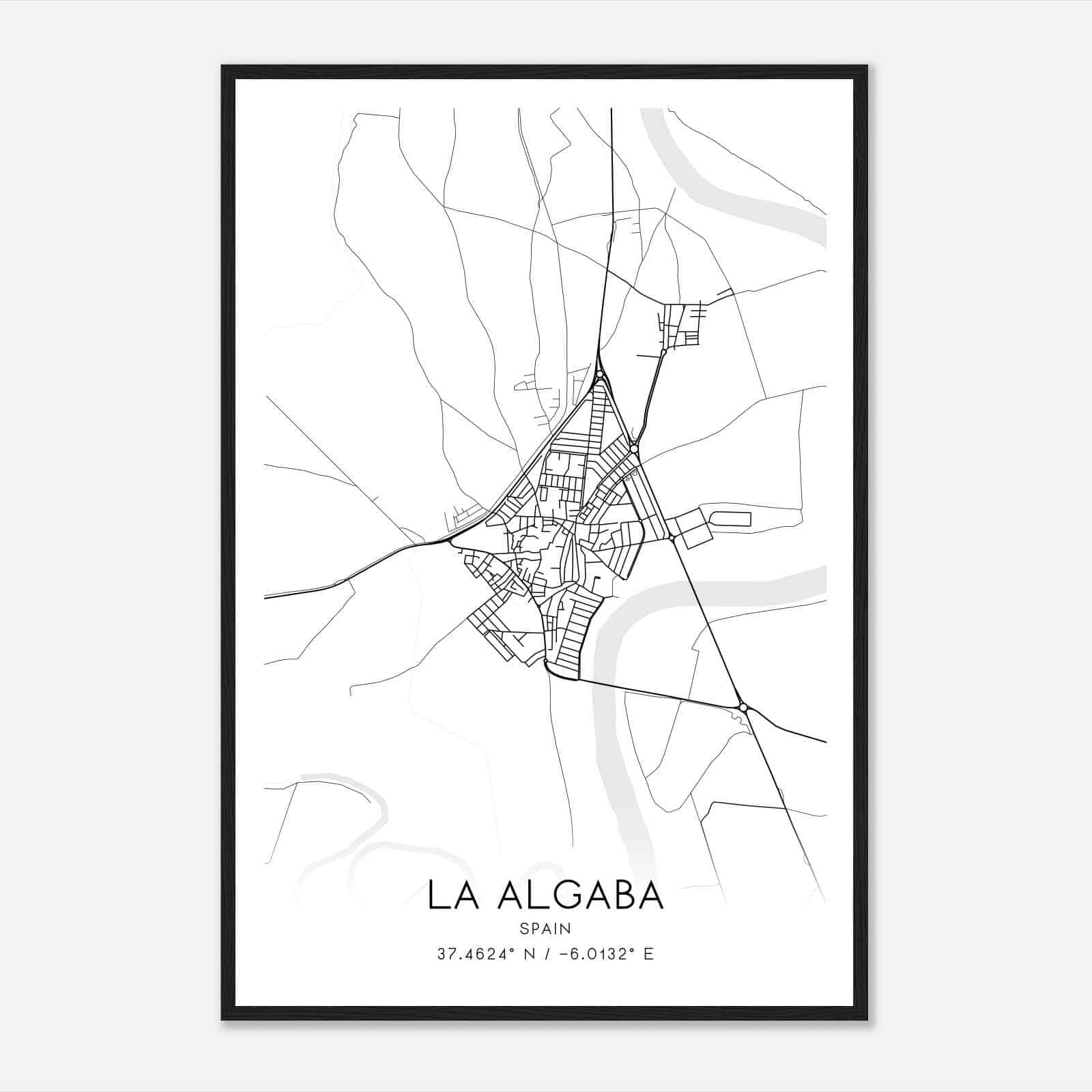 La Algaba Spain Map Poster, Modern Home Decor Wall Art Print