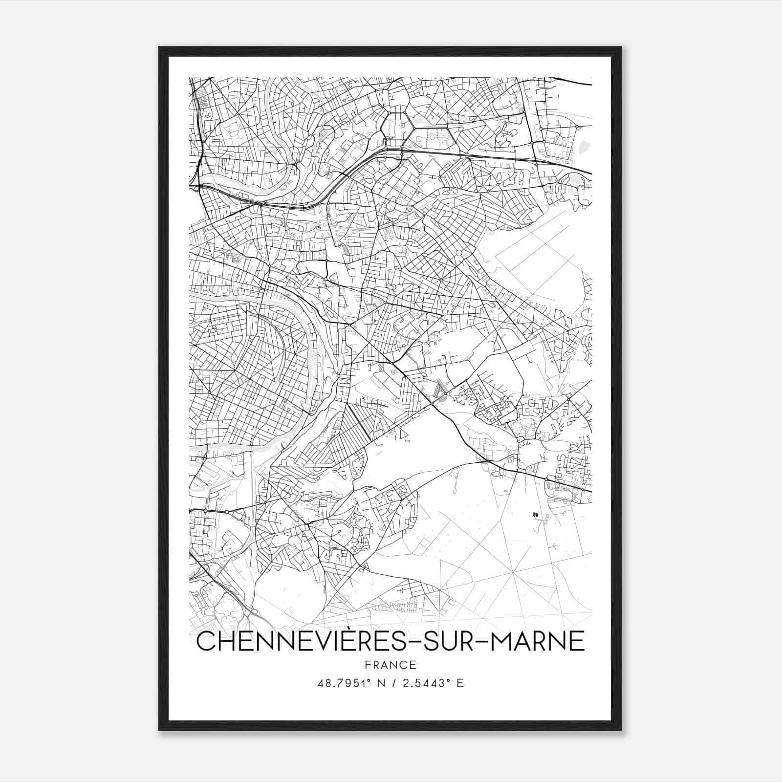 Chennevieres-sur-Marne France Map Poster, Modern Home Decor Wall Art Print Chennevieres-sur-Marne France Map Poster, Modern Home Decor Wall Art Print