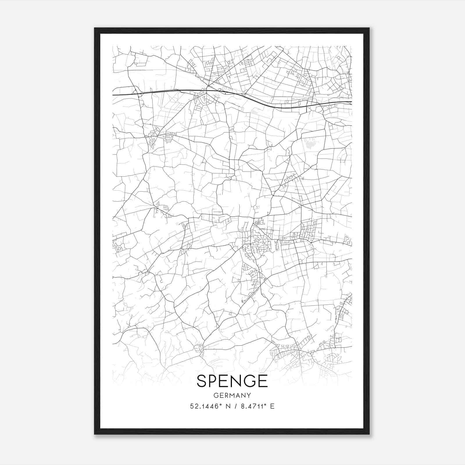 Spenge Germany Map Poster, Modern Home Decor Wall Art Print