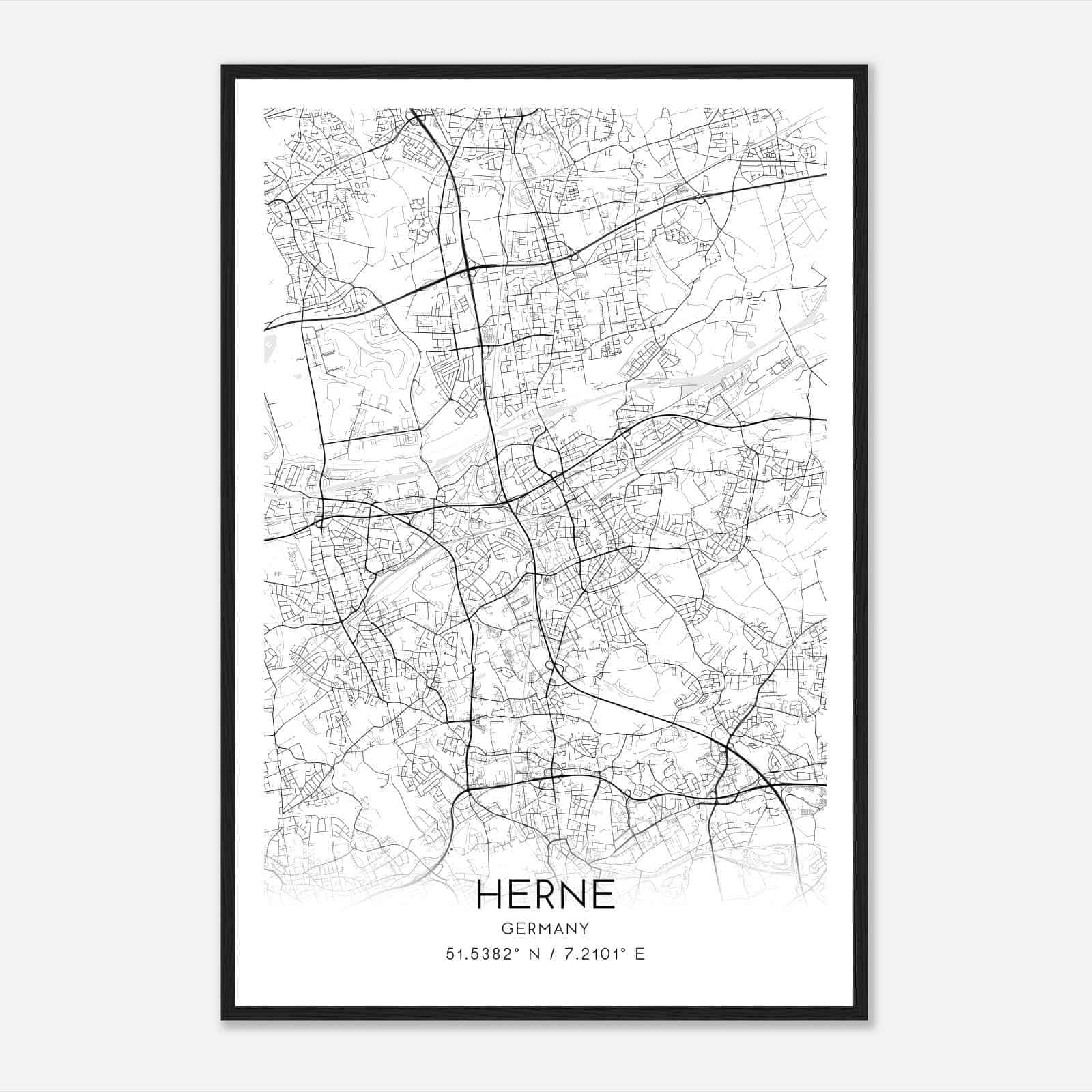 Herne Germany Map Poster, Modern Home Decor Wall Art Print
