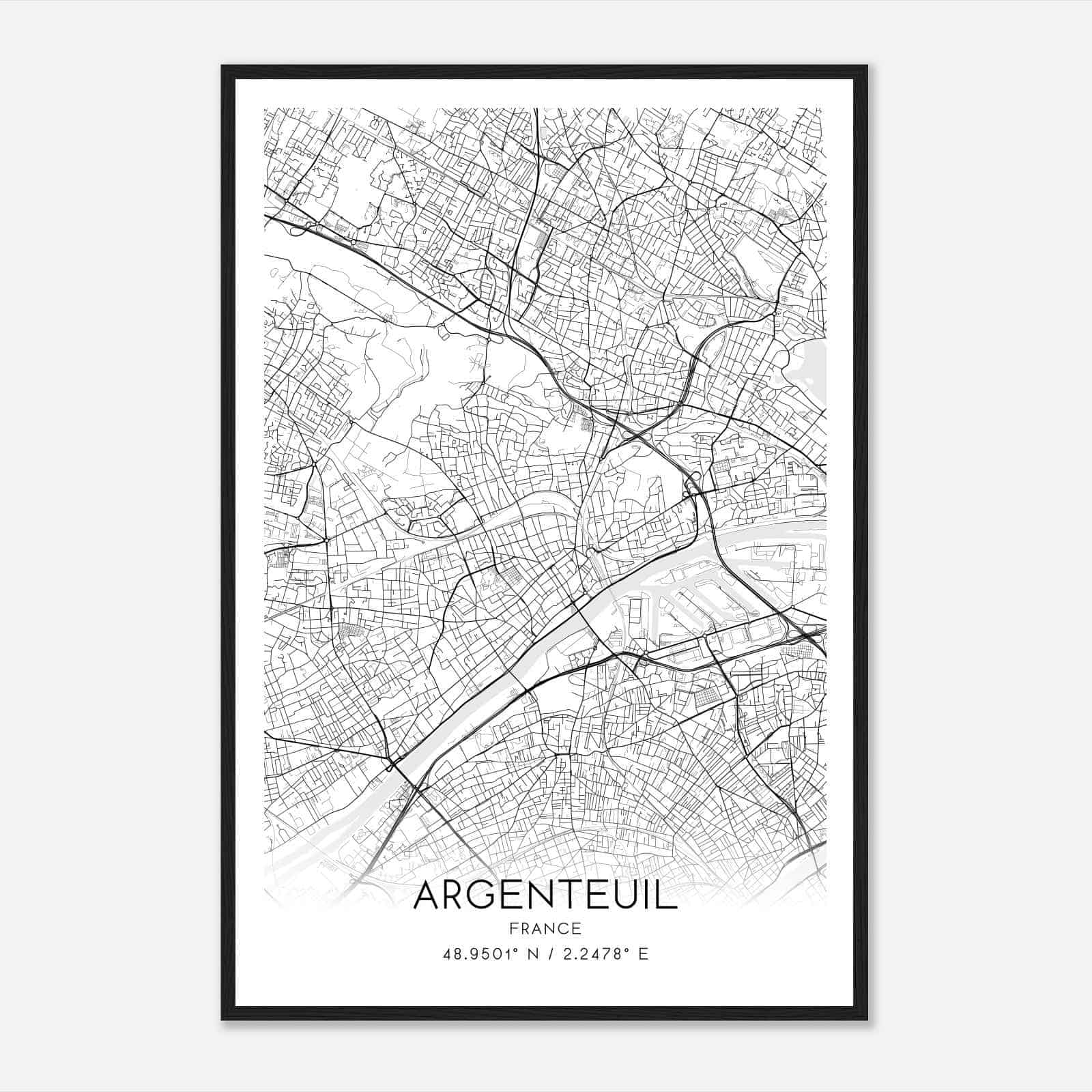 Argenteuil France Map Poster, Modern Home Decor Wall Art Print