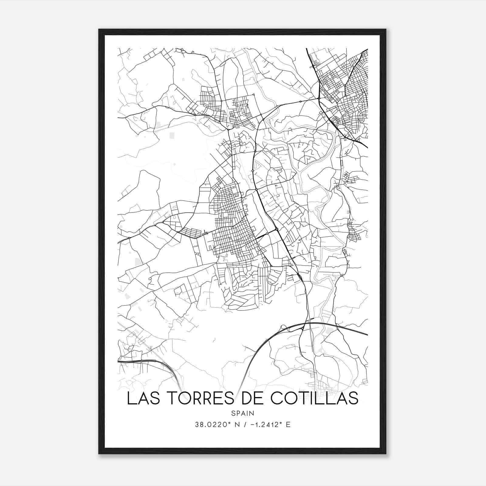 Las Torres de Cotillas Spain Map Poster, Modern Home Decor Wall Art Print