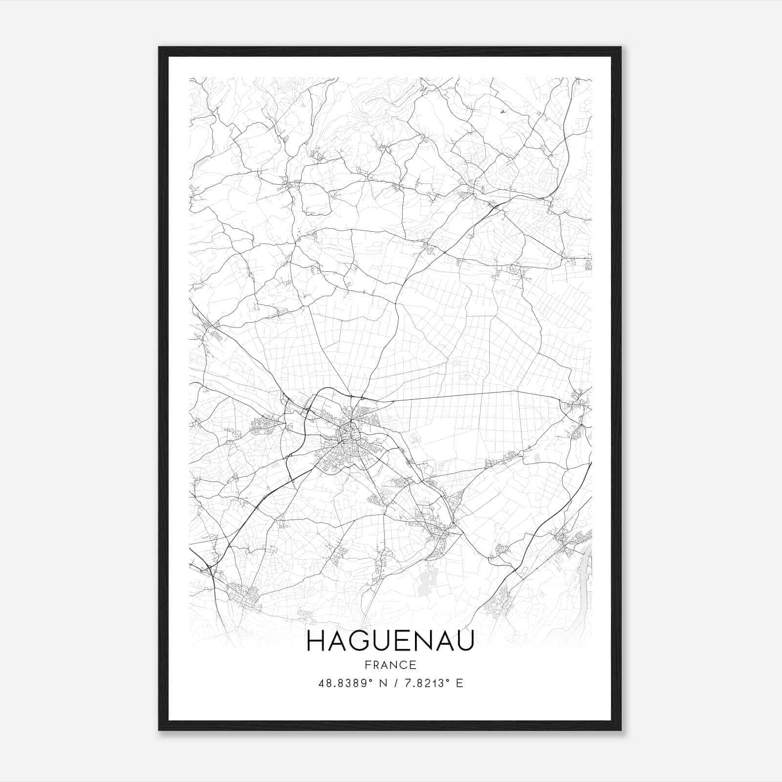 Haguenau France Map Poster, Modern Home Decor Wall Art Print