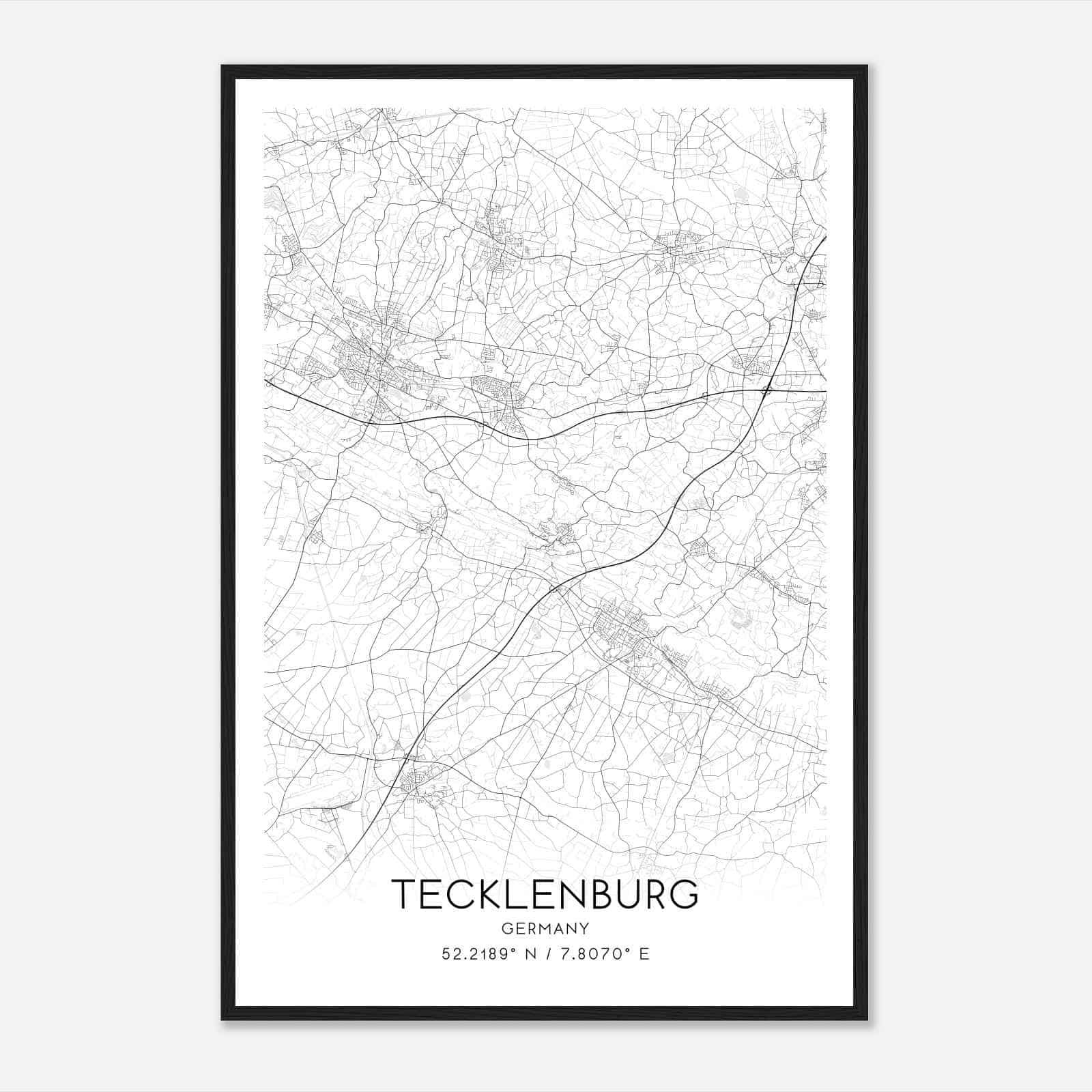 Tecklenburg Germany Map Poster, Modern Home Decor Wall Art Print