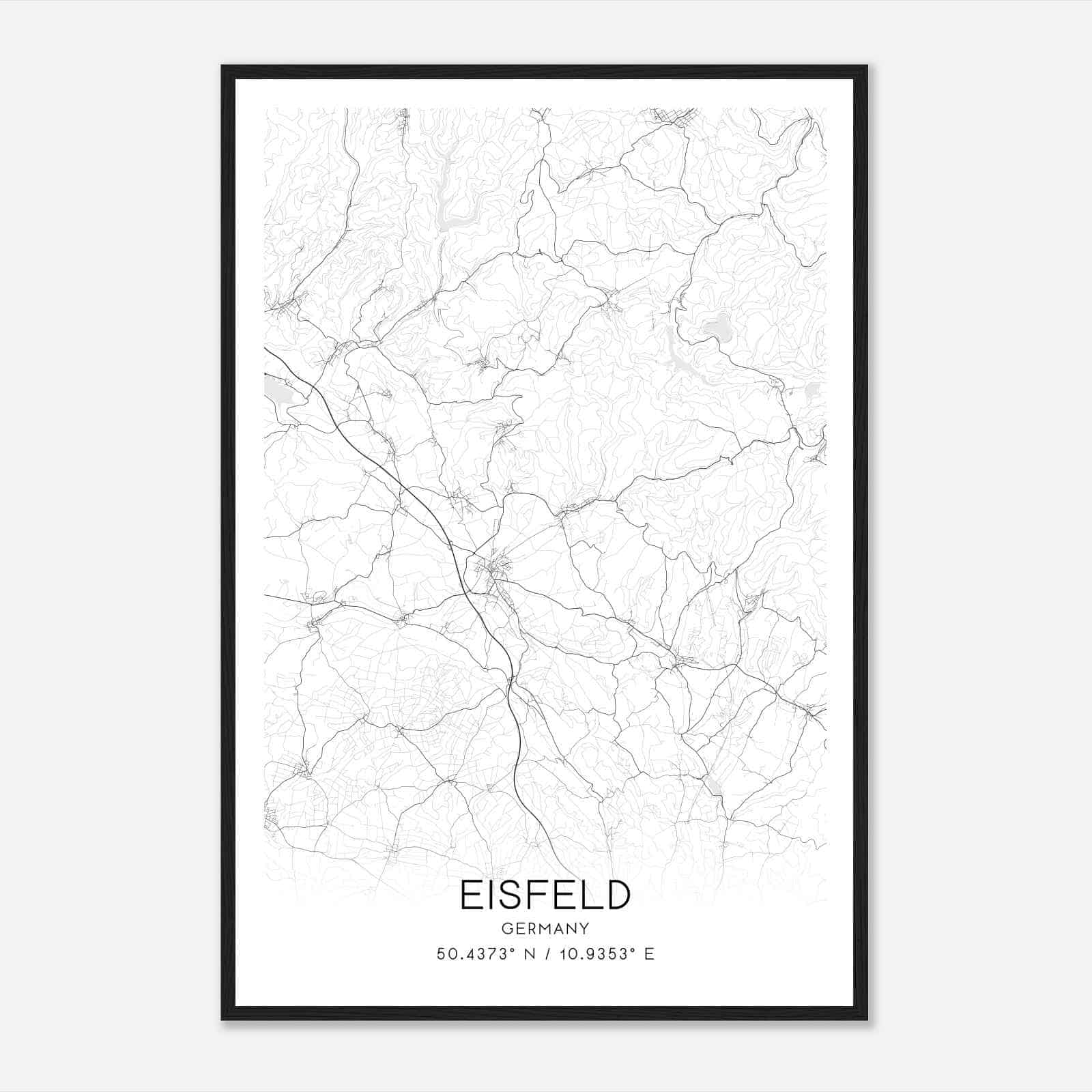 Eisfeld Germany Map Poster, Modern Home Decor Wall Art Print
