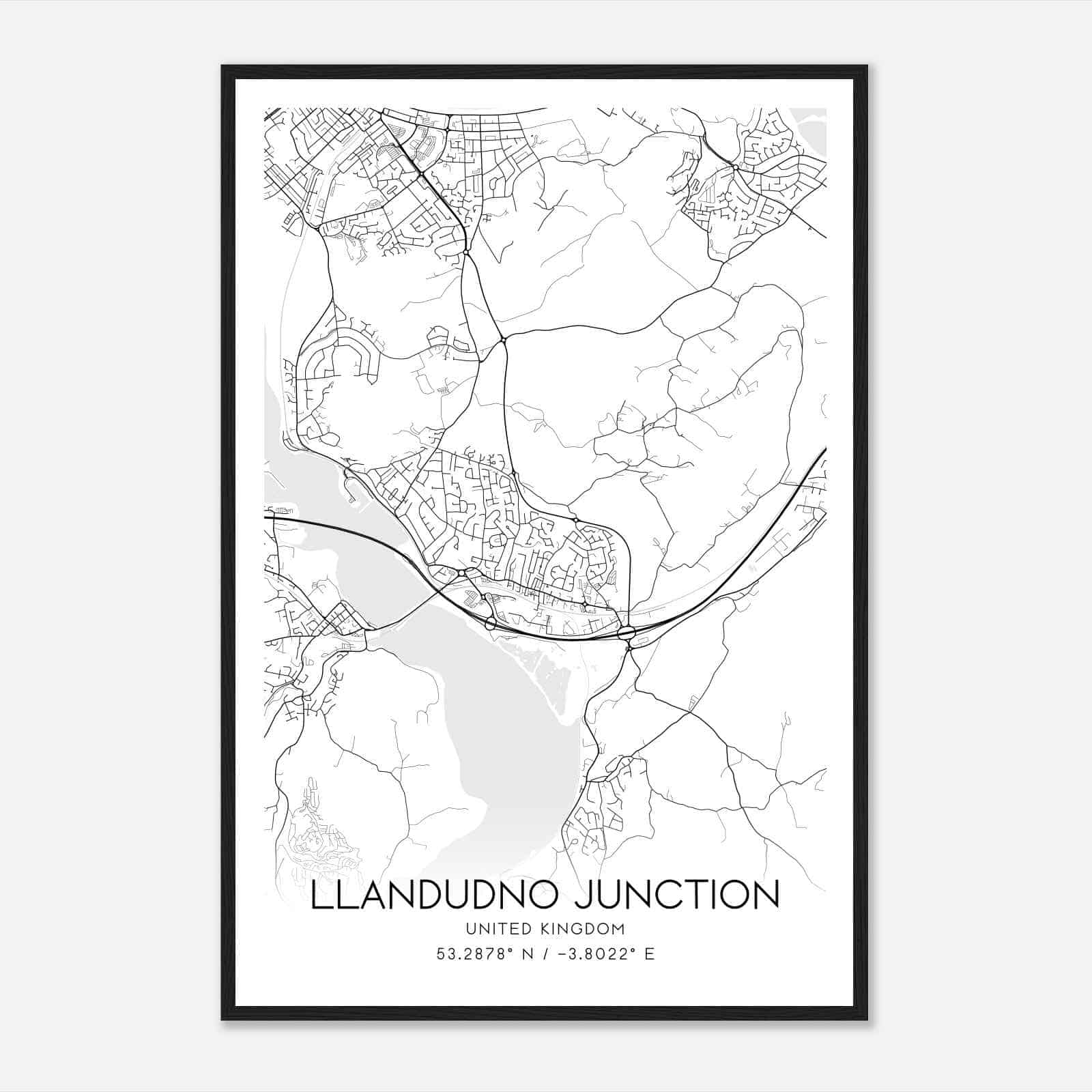 Llandudno Junction United Kingdom Map Poster, Modern Home Decor Wall Art Print