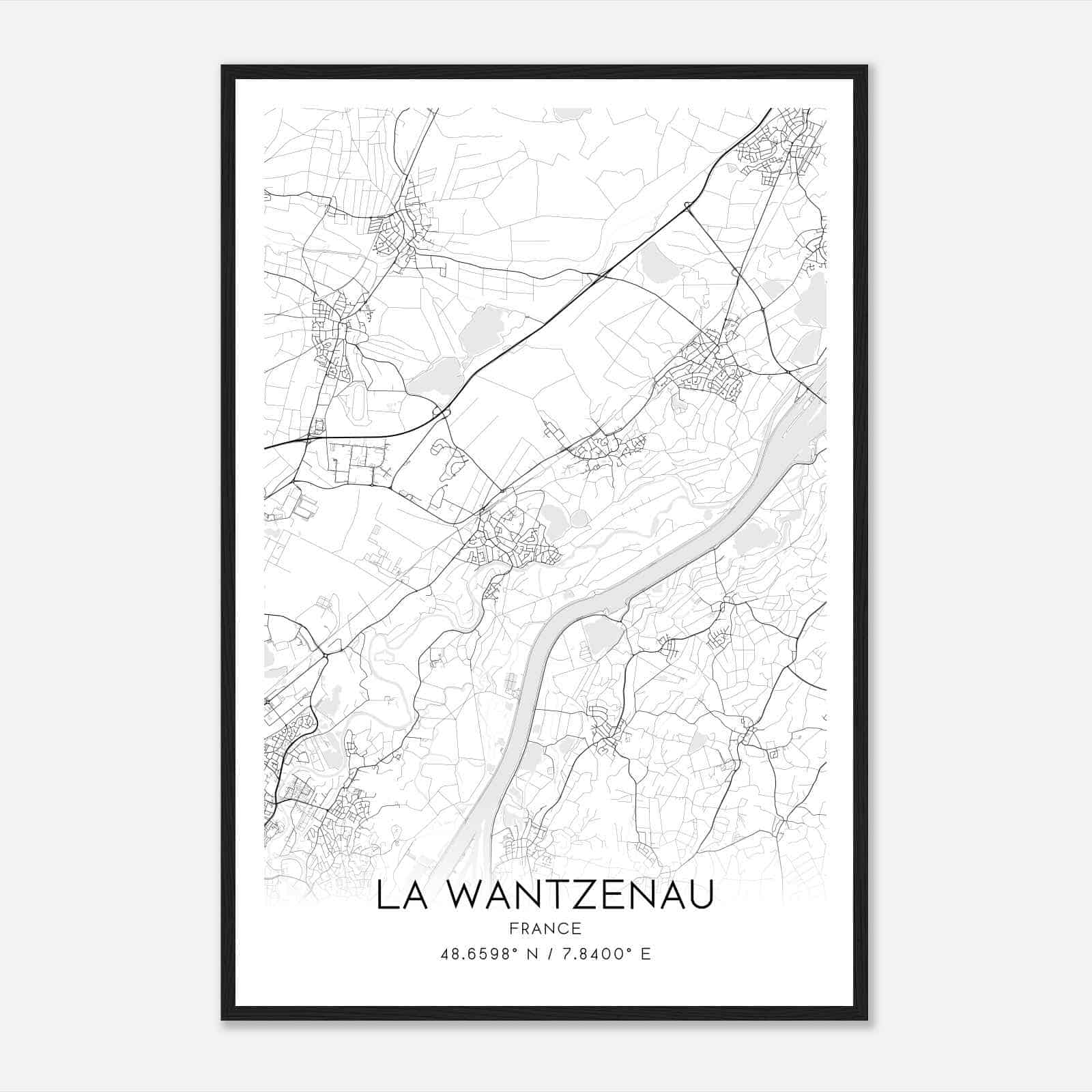 La Wantzenau France Map Poster, Modern Home Decor Wall Art Print