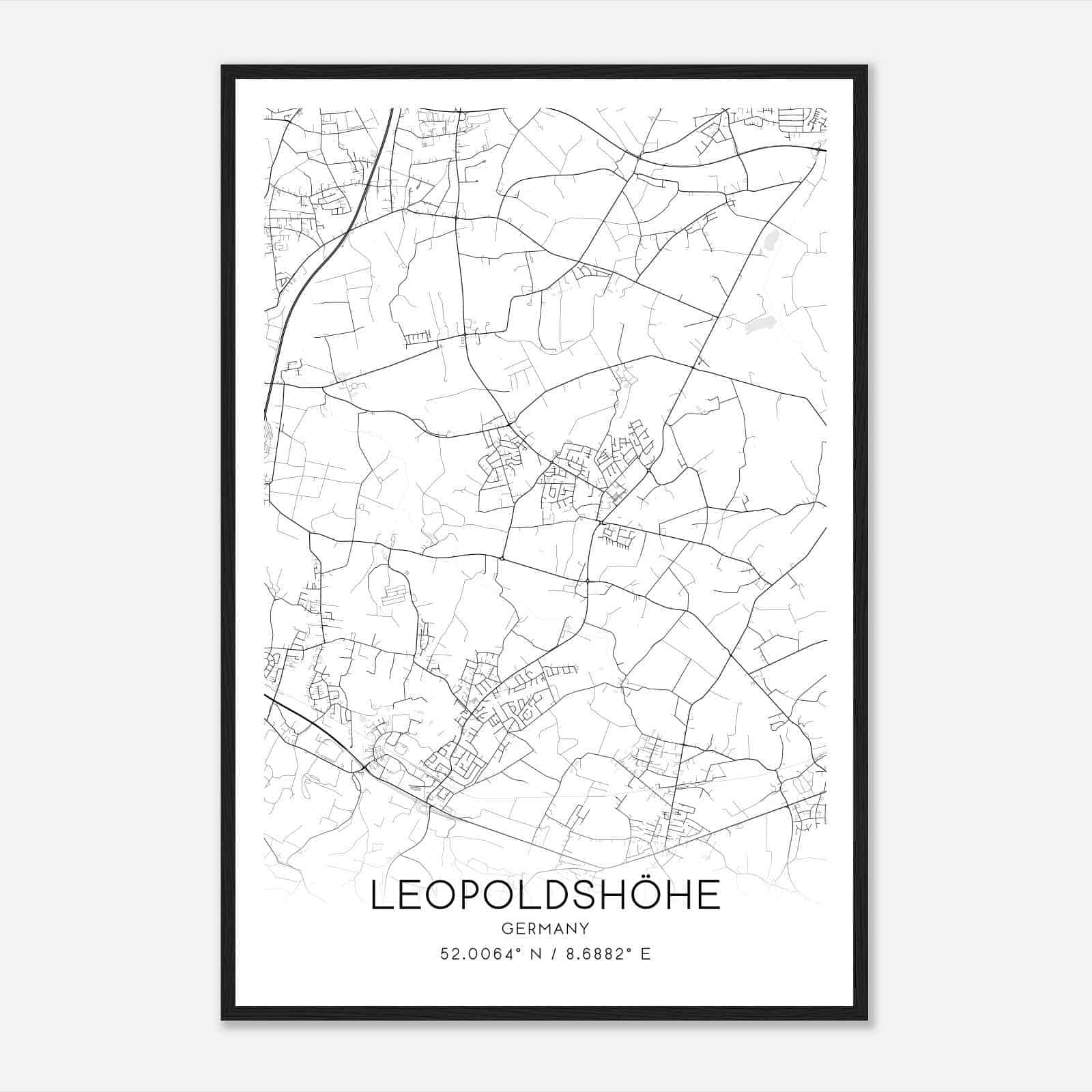 Leopoldshohe Germany Map Poster, Modern Home Decor Wall Art Print
