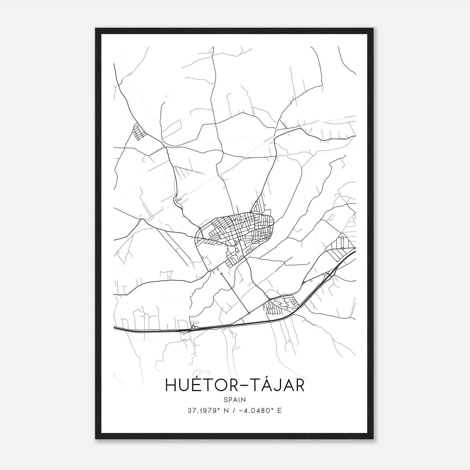 Huetor-Tajar Spain Map Poster, Modern Home Decor Wall Art Print