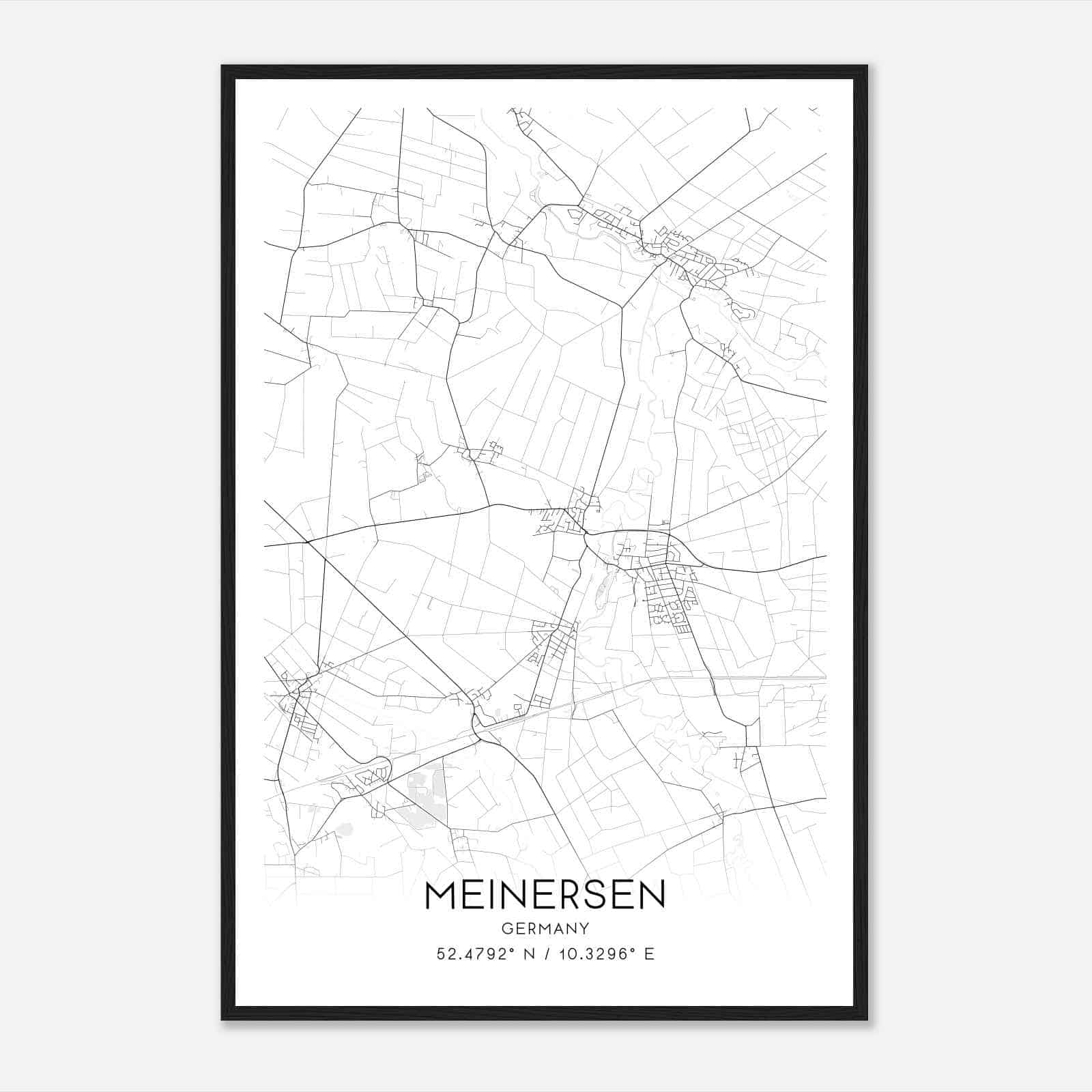 Meinersen Germany Map Poster, Modern Home Decor Wall Art Print