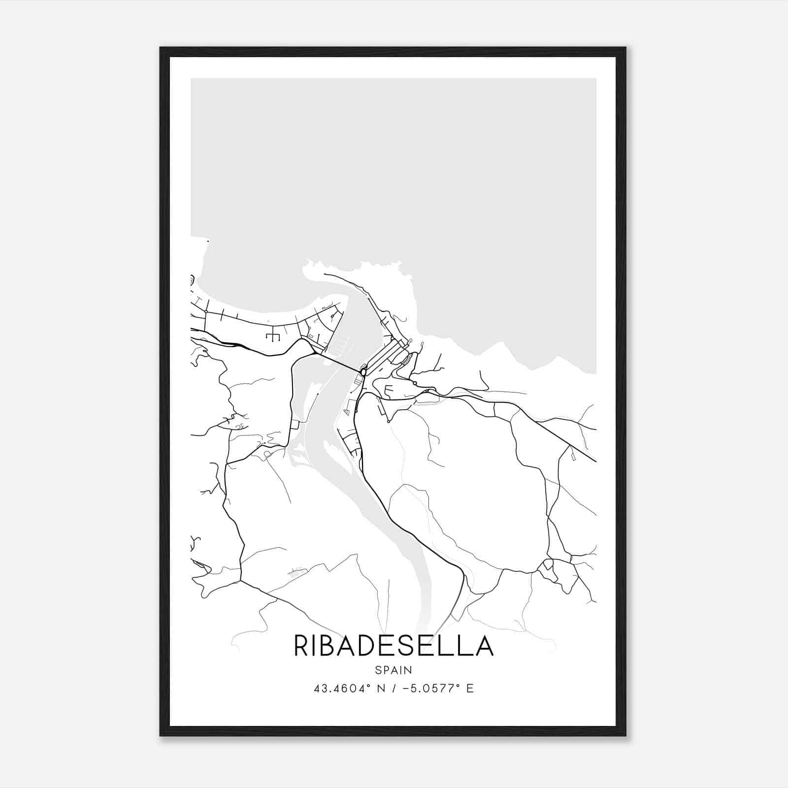 Ribadesella Spain Map Poster, Modern Home Decor Wall Art Print