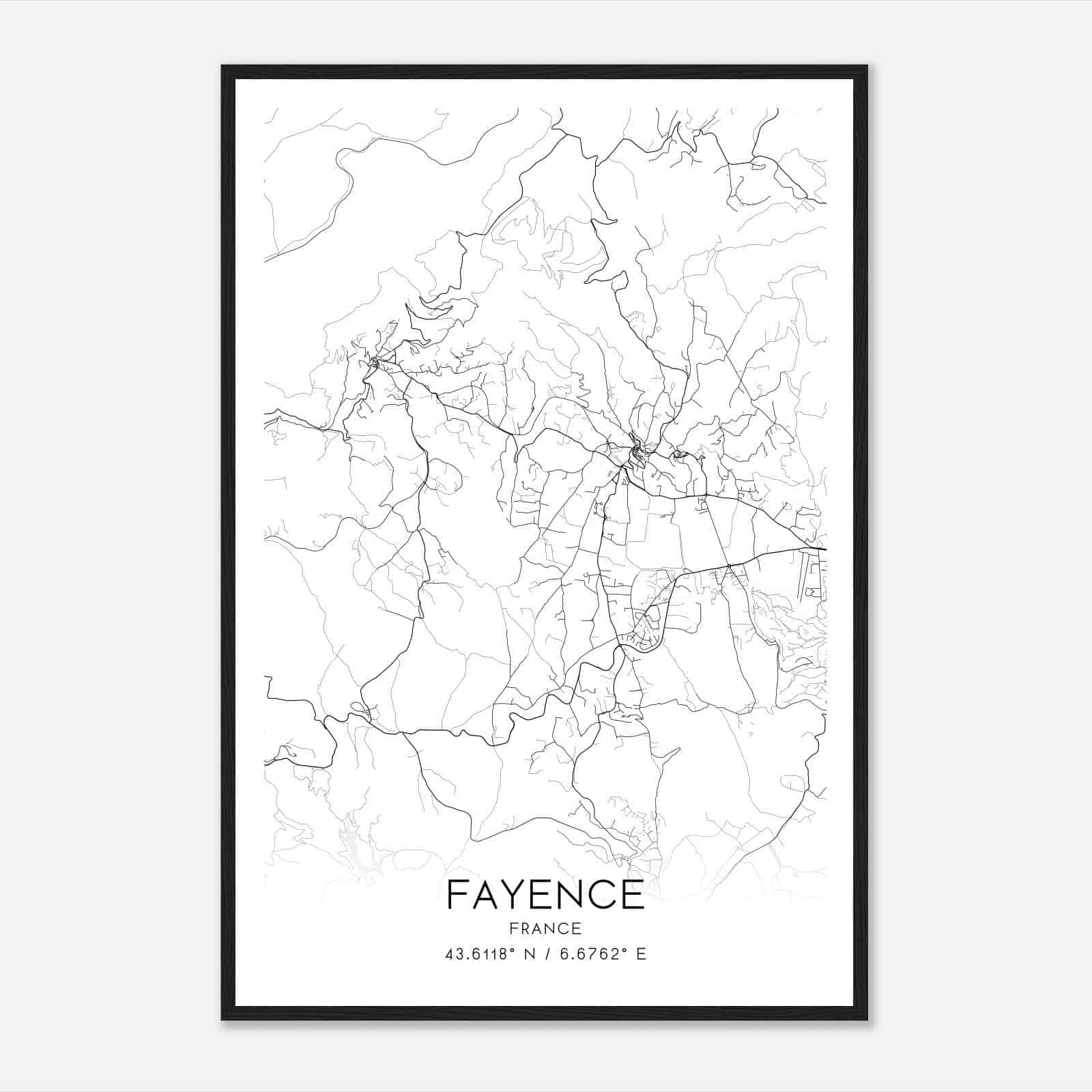 Fayence France Map Poster, Modern Home Decor Wall Art Print