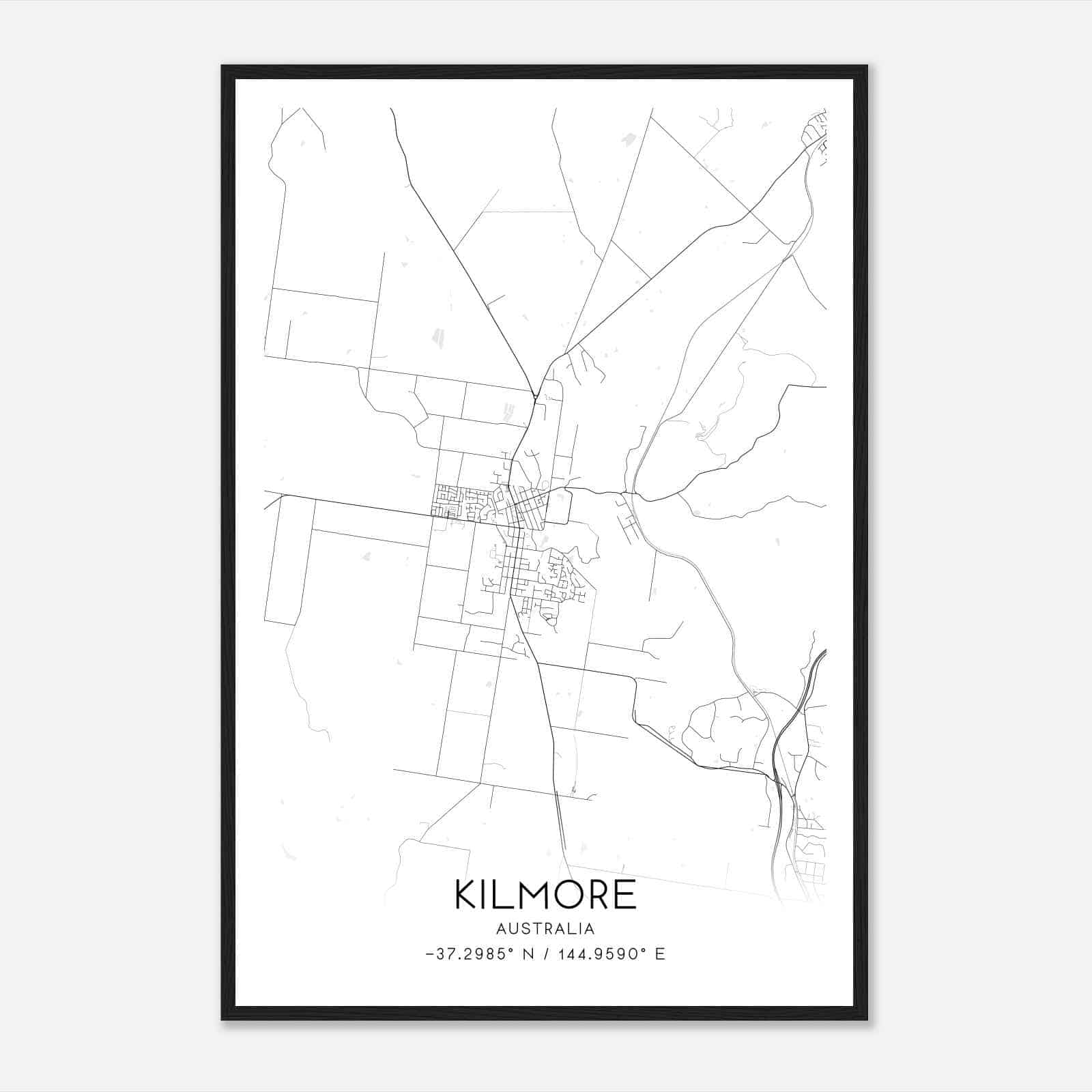 Kilmore Australia Map Poster, Modern Home Decor Wall Art Print