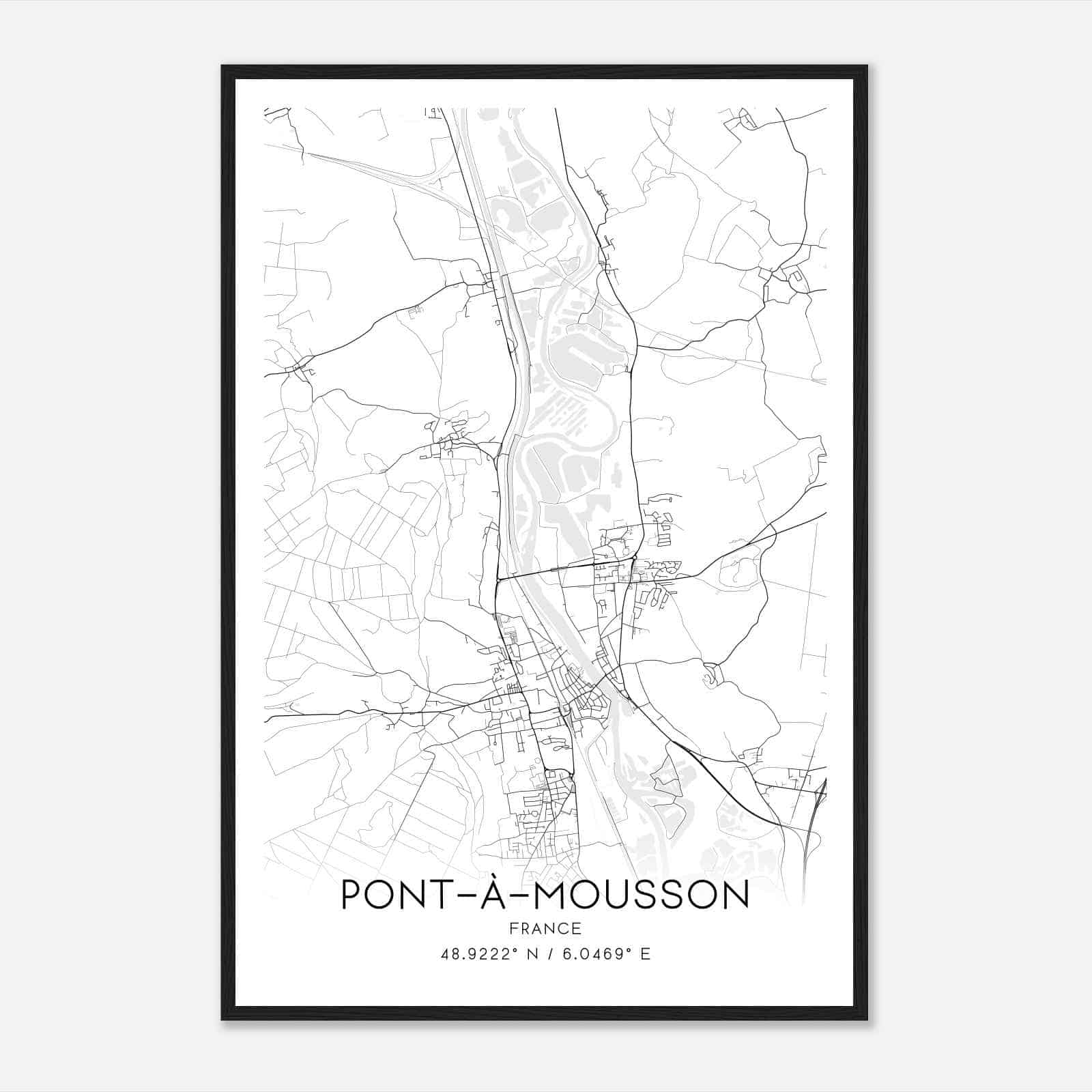 Pont-a-Mousson France Map Poster, Modern Home Decor Wall Art Print