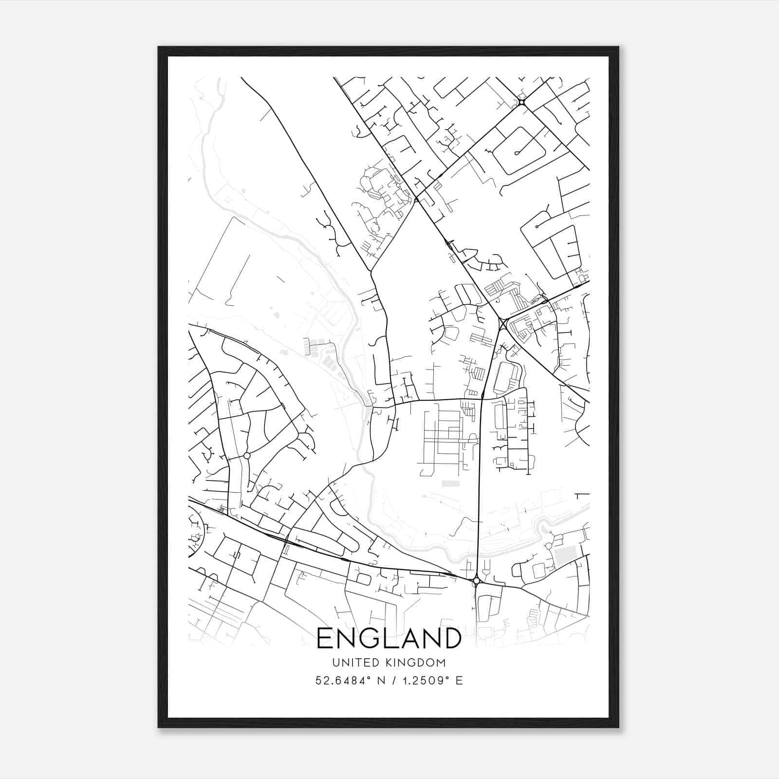 Hellesdon United Kingdom Map Poster, Modern Home Decor Wall Art Print