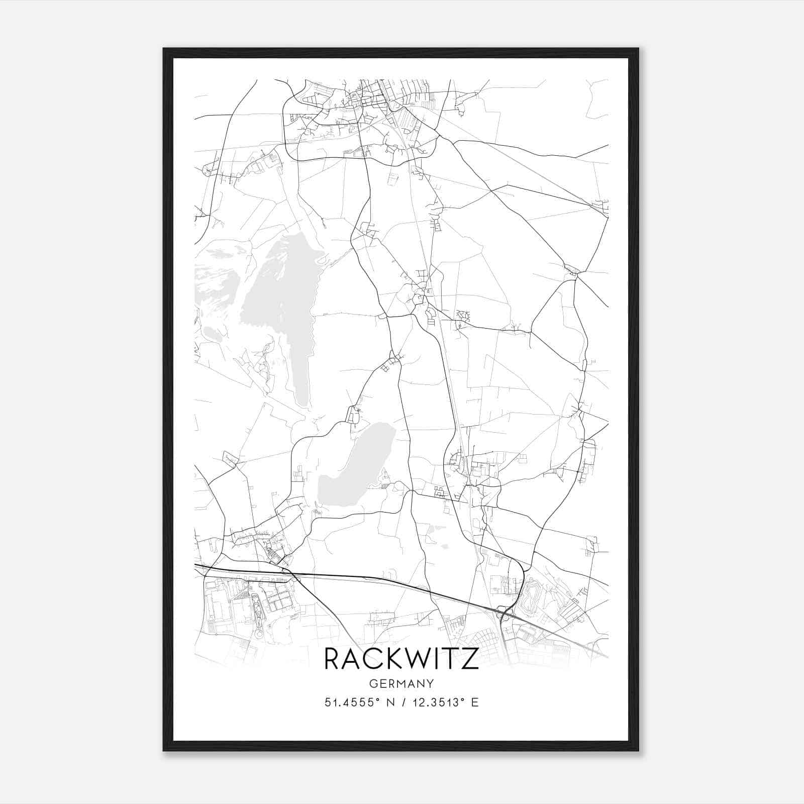 Rackwitz Germany Map Poster, Modern Home Decor Wall Art Print