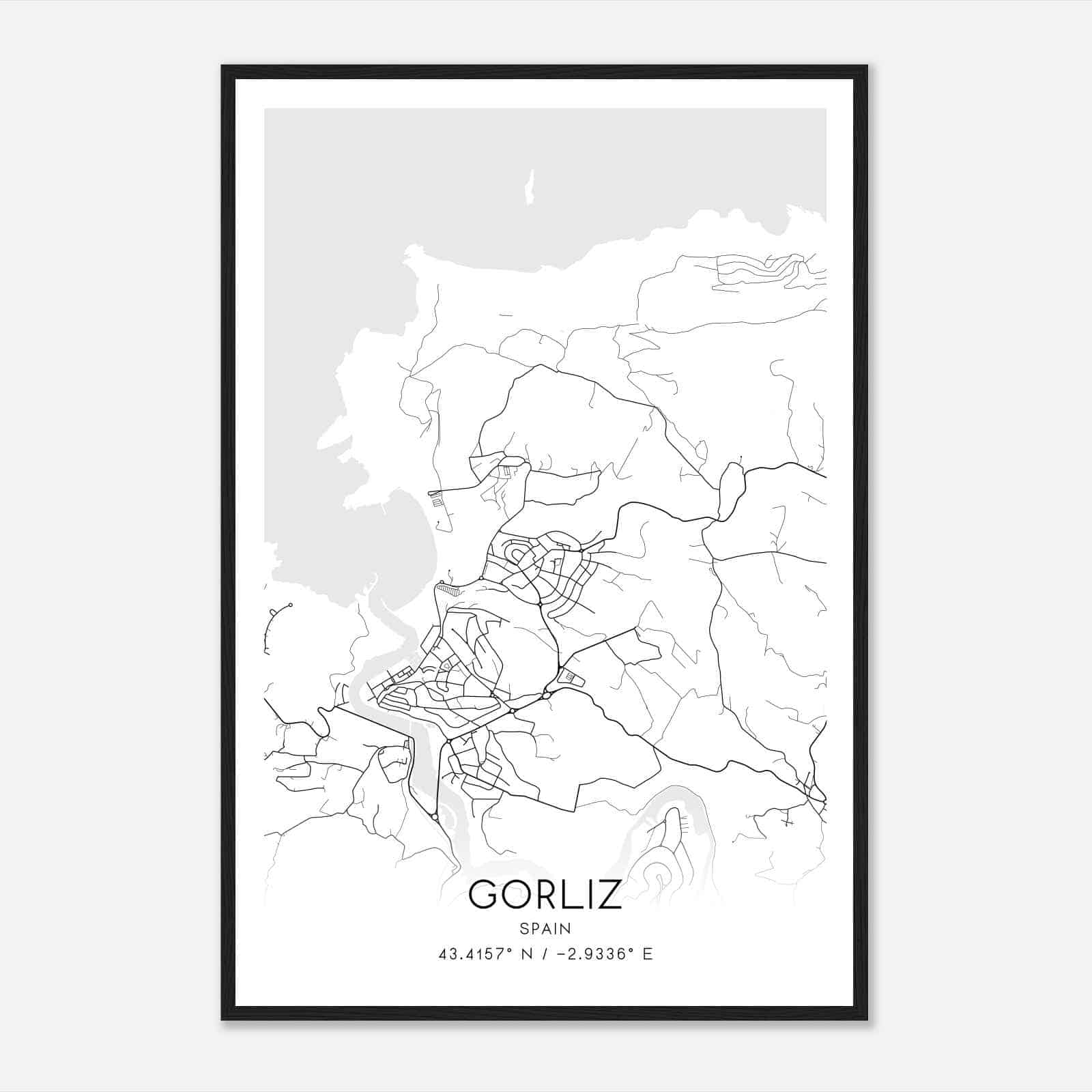 Gorliz-Elexalde Spain Map Poster, Modern Home Decor Wall Art Print