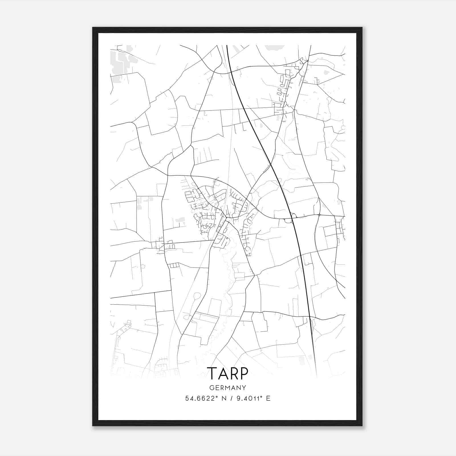 Tarp Germany Map Poster, Modern Home Decor Wall Art Print