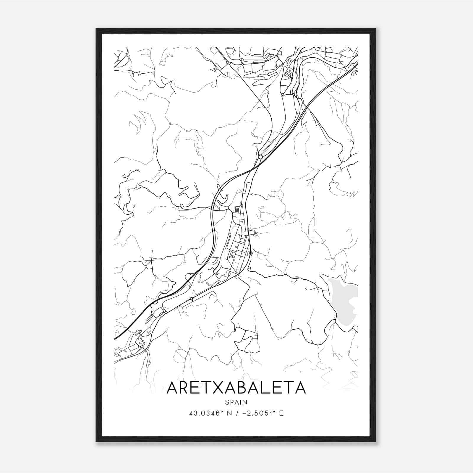 Arechavaleta Spain Map Poster, Modern Home Decor Wall Art Print