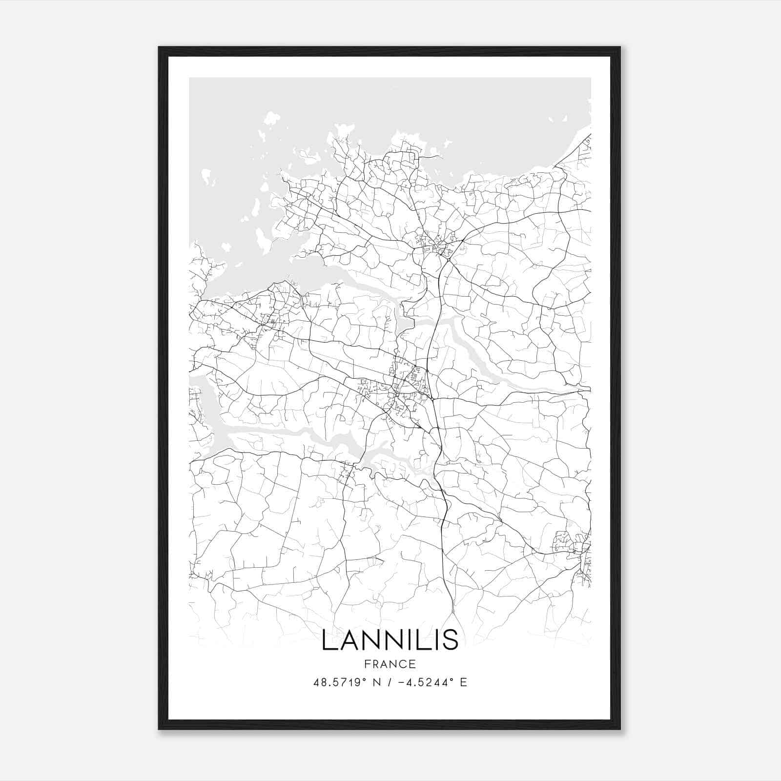 Lannilis France Map Poster, Modern Home Decor Wall Art Print