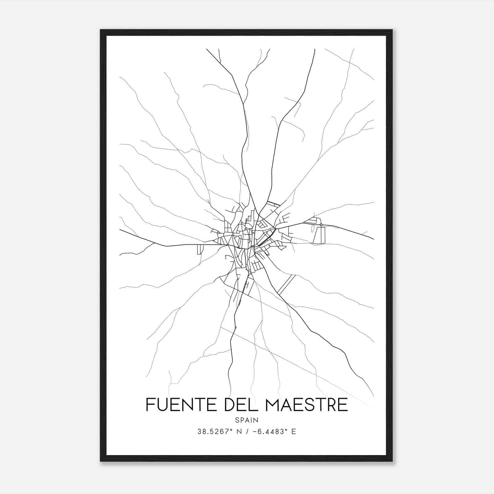 Fuente del Maestre Spain Map Poster, Modern Home Decor Wall Art Print