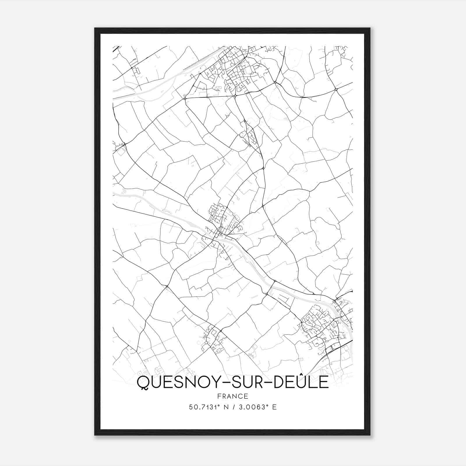 Quesnoy-sur-Deule France Map Poster, Modern Home Decor Wall Art Print