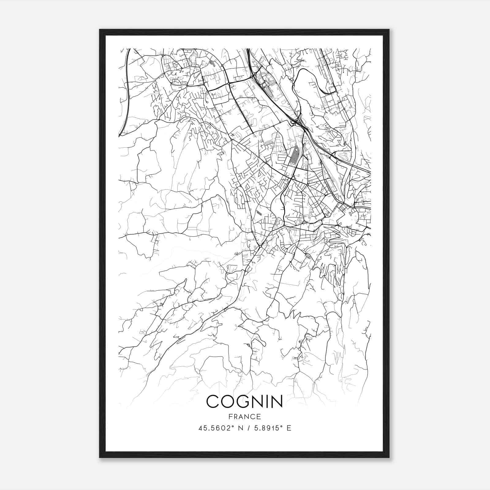 Cognin France Map Poster, Modern Home Decor Wall Art Print